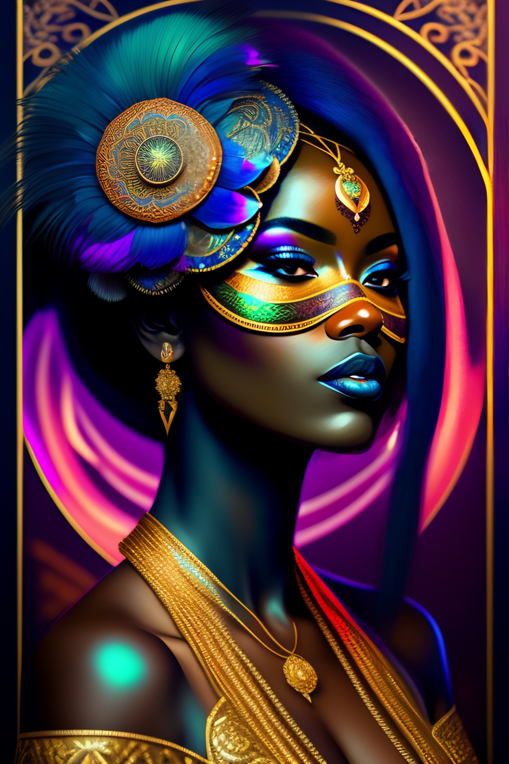 Lexica - Centered detailed portrait of a masked black woman wearing a ...