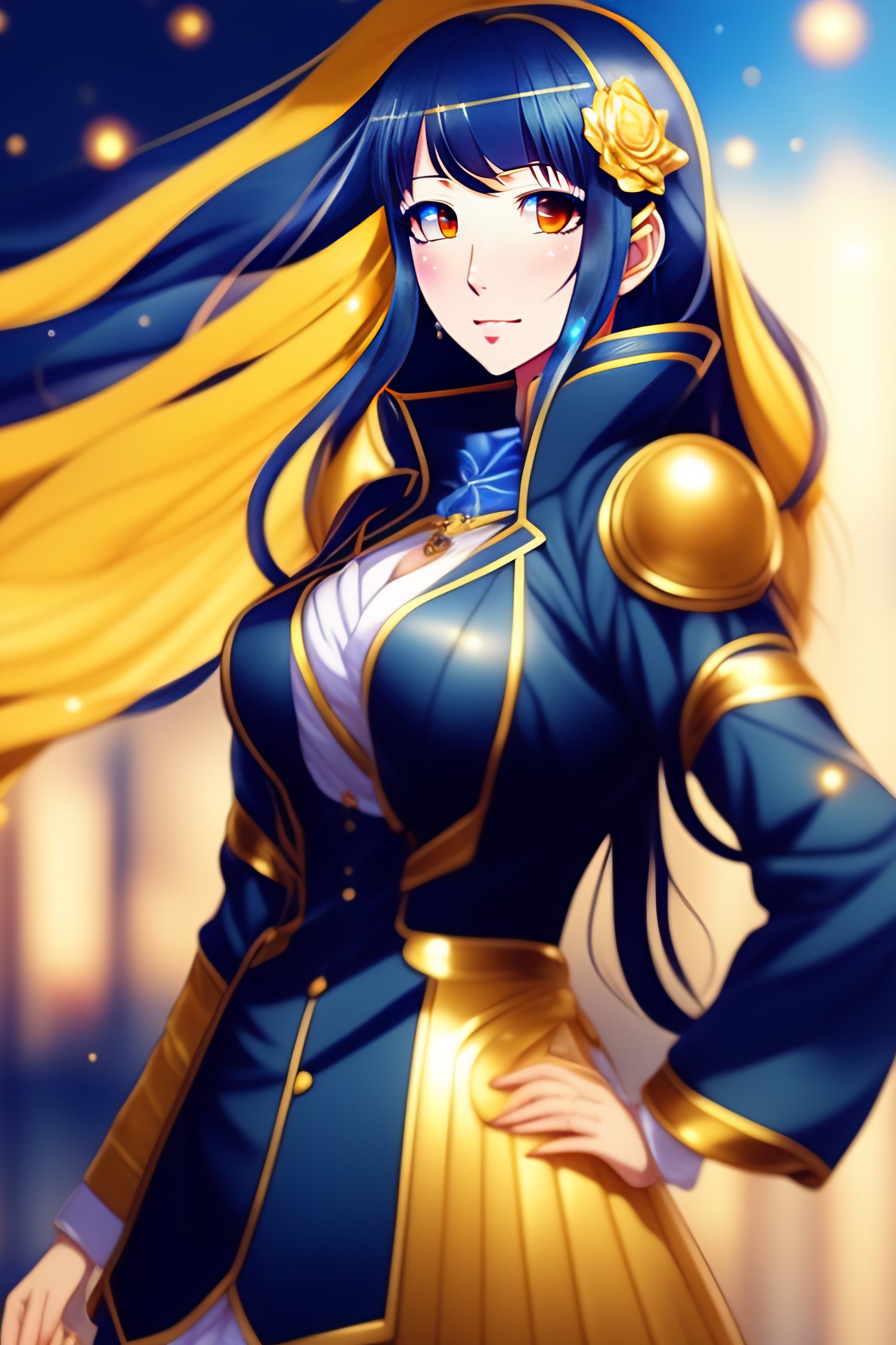 Lexica A woman in a blue and gold outfit, a character portrait by