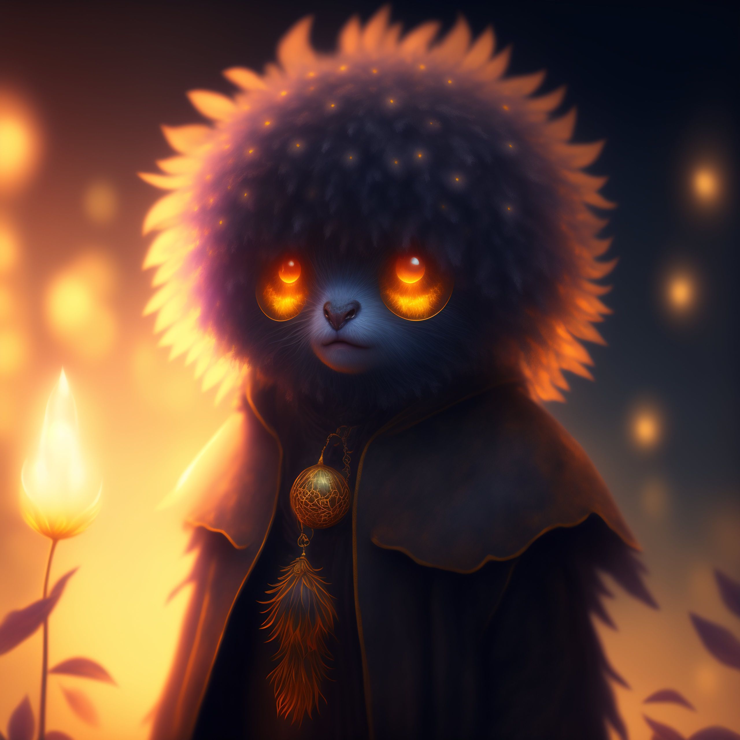 Lexica - A humanoid figure dandelion monster with large glowing eyes ...