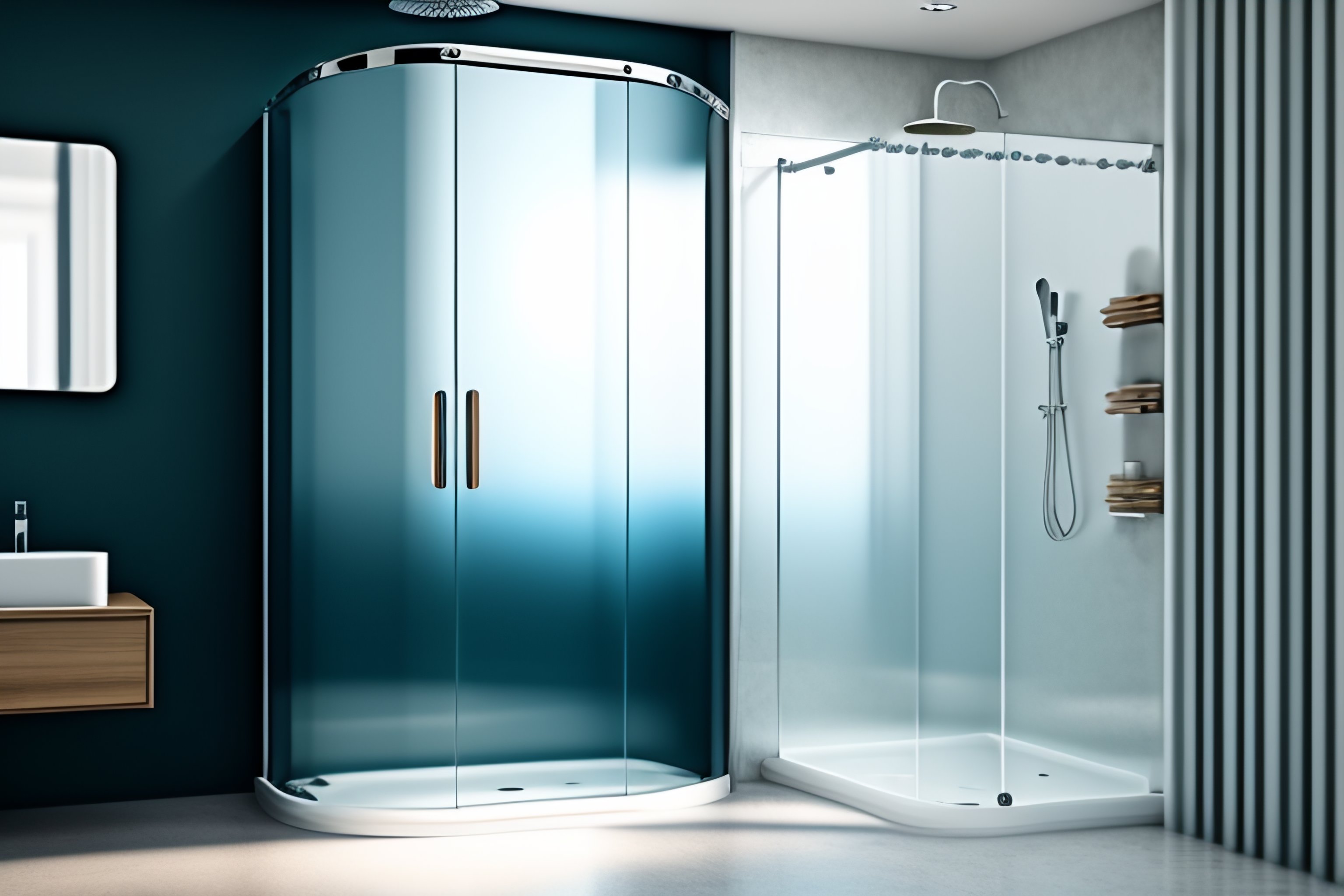 Lexica Close view of a glass shower with foggy wall