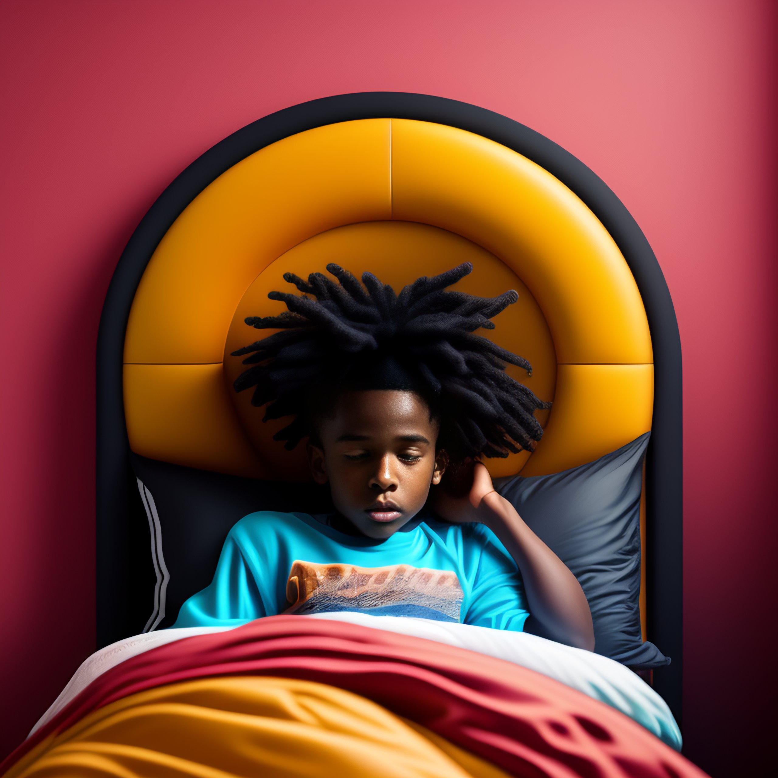 Lexica Black boy dreaming in a bedroom with xbox bed cover dreads hair