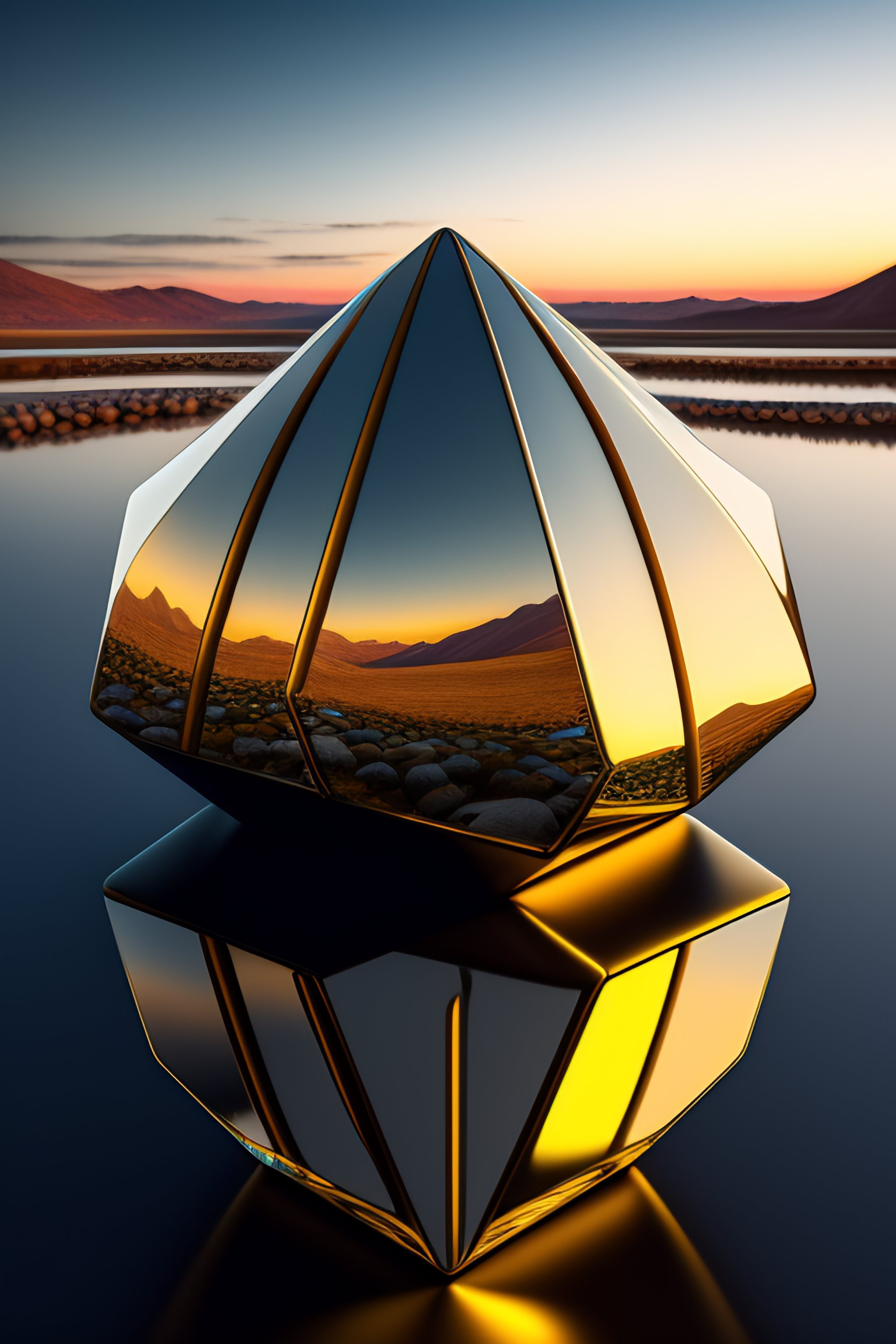lexica-a-stuning-photo-of-a-realistic-beaulifull-mirrored-icosahedron
