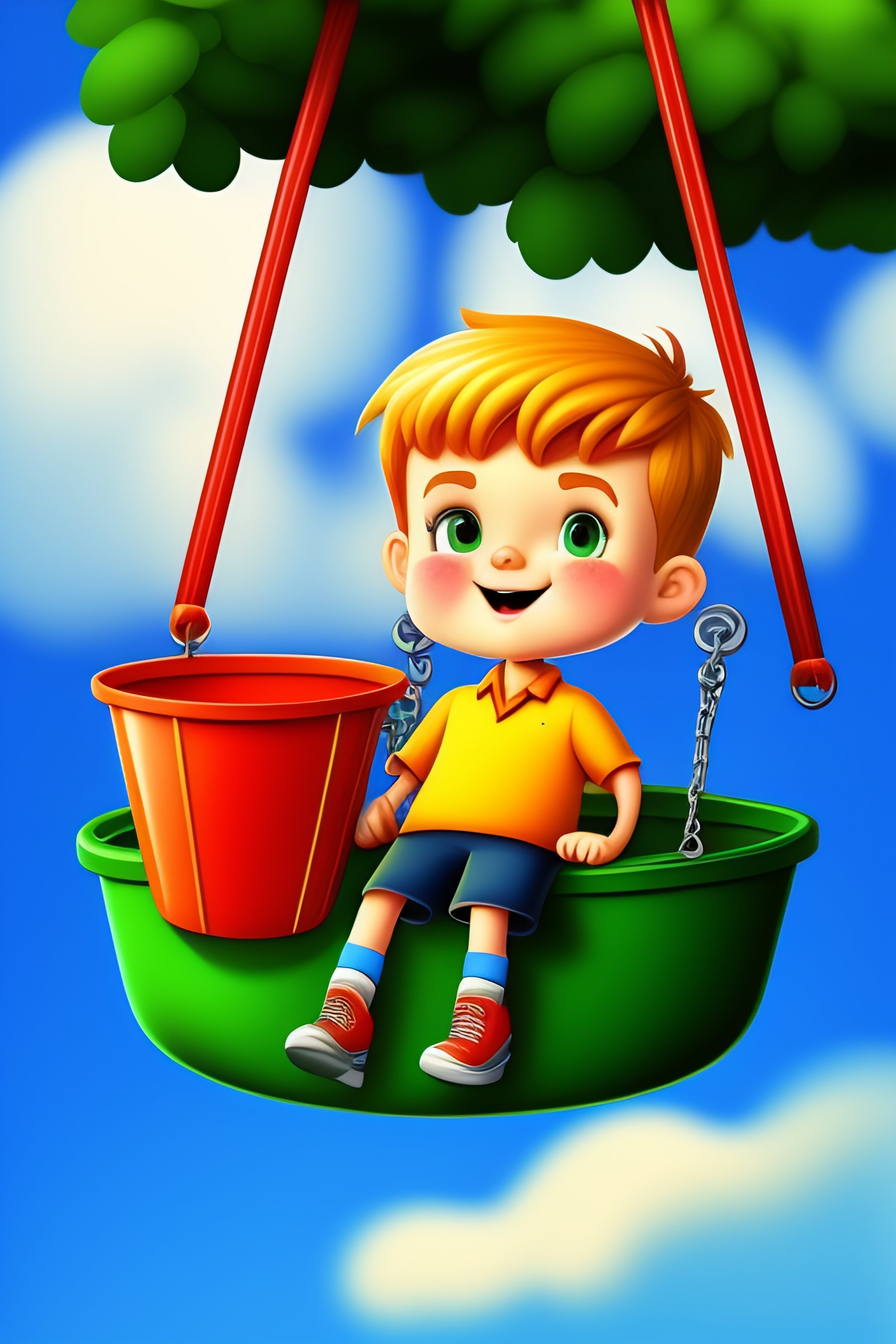 lexica-a-cartoon-picture-of-an-8-year-old-year-old-boy-on-a-bucket-swing