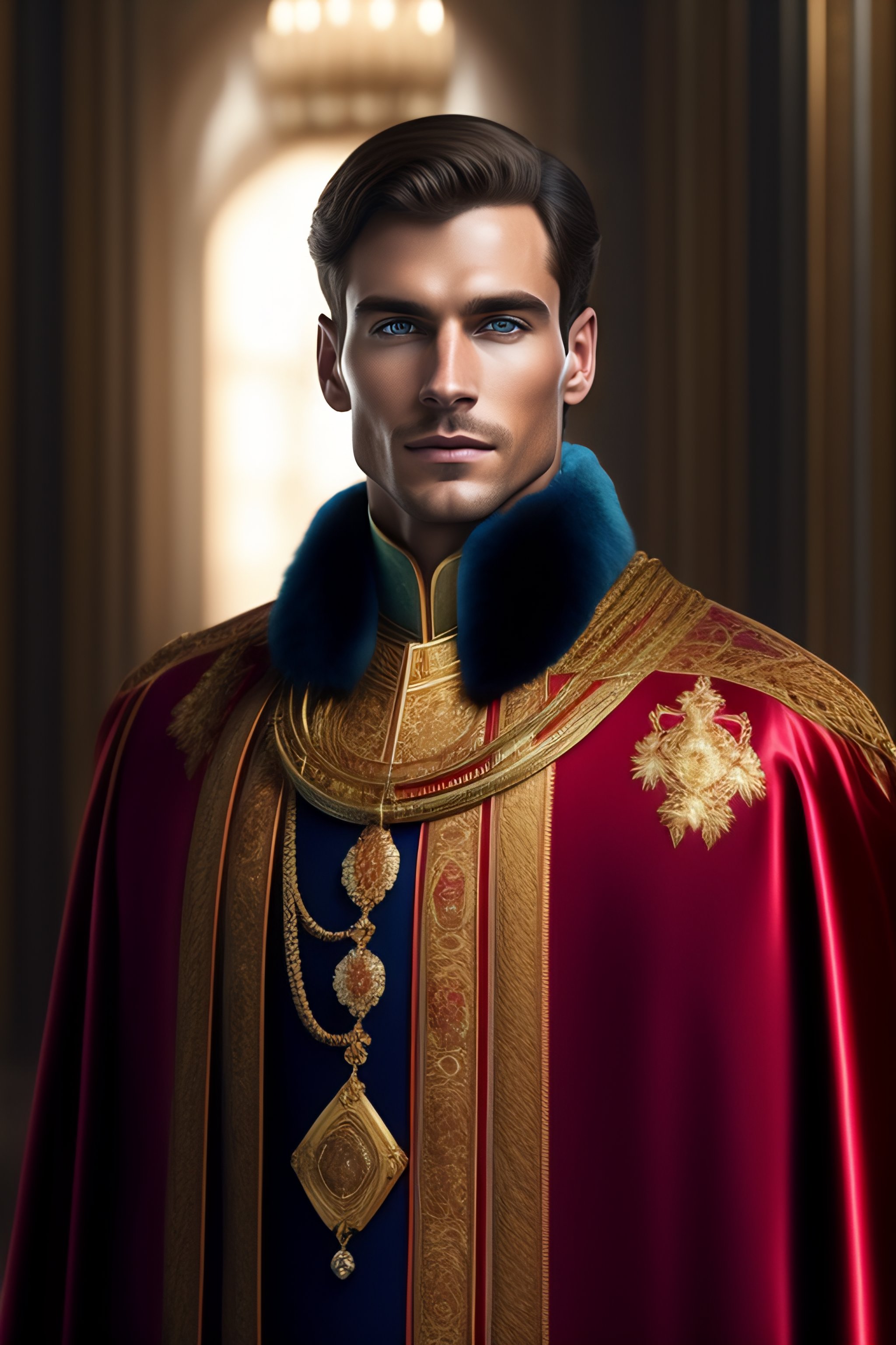 Lexica - Caucasian male, European male, dressed in royal robes, looking ...
