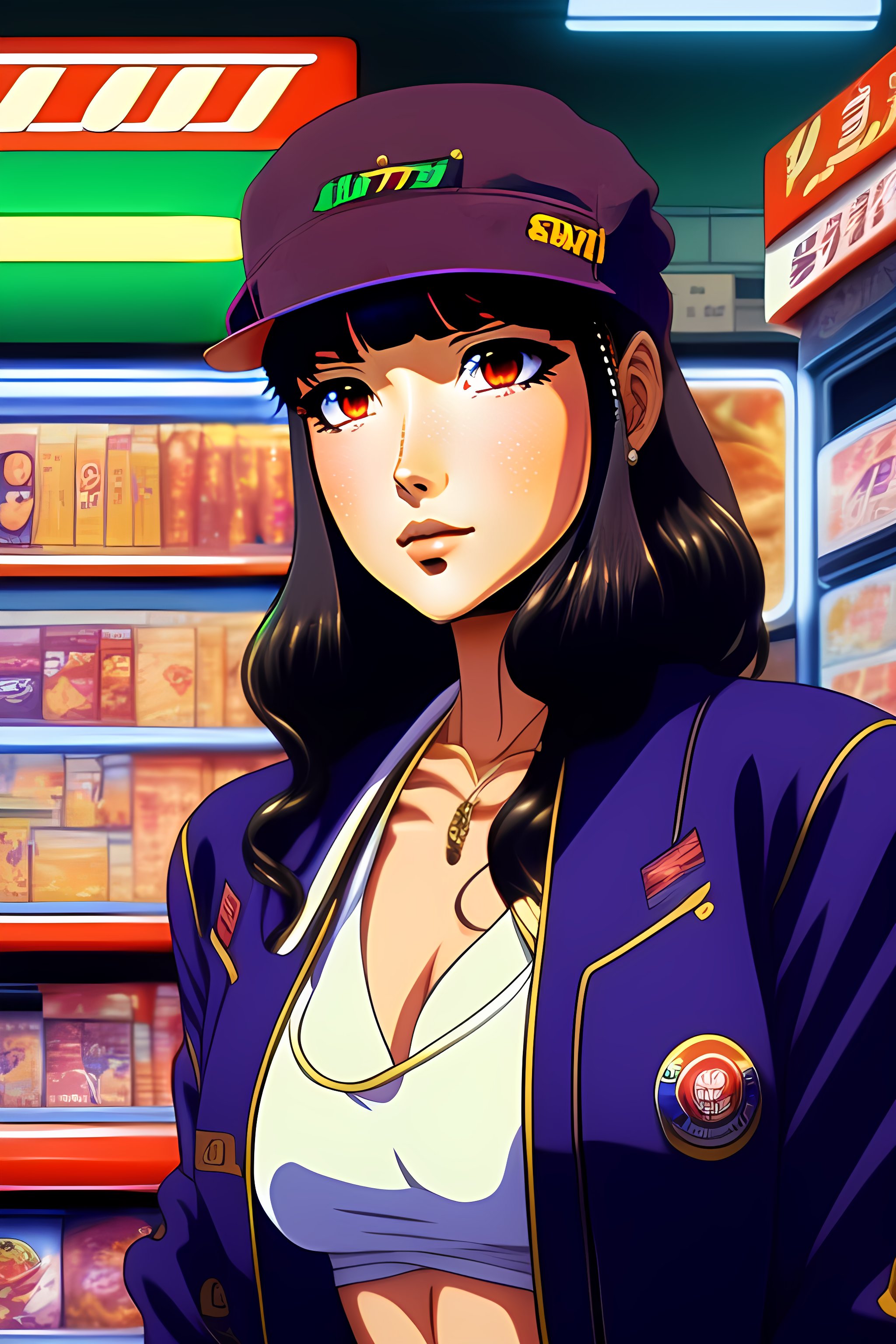 lexica-vintage-90-s-anime-style-stylish-model-posing-in-7-11