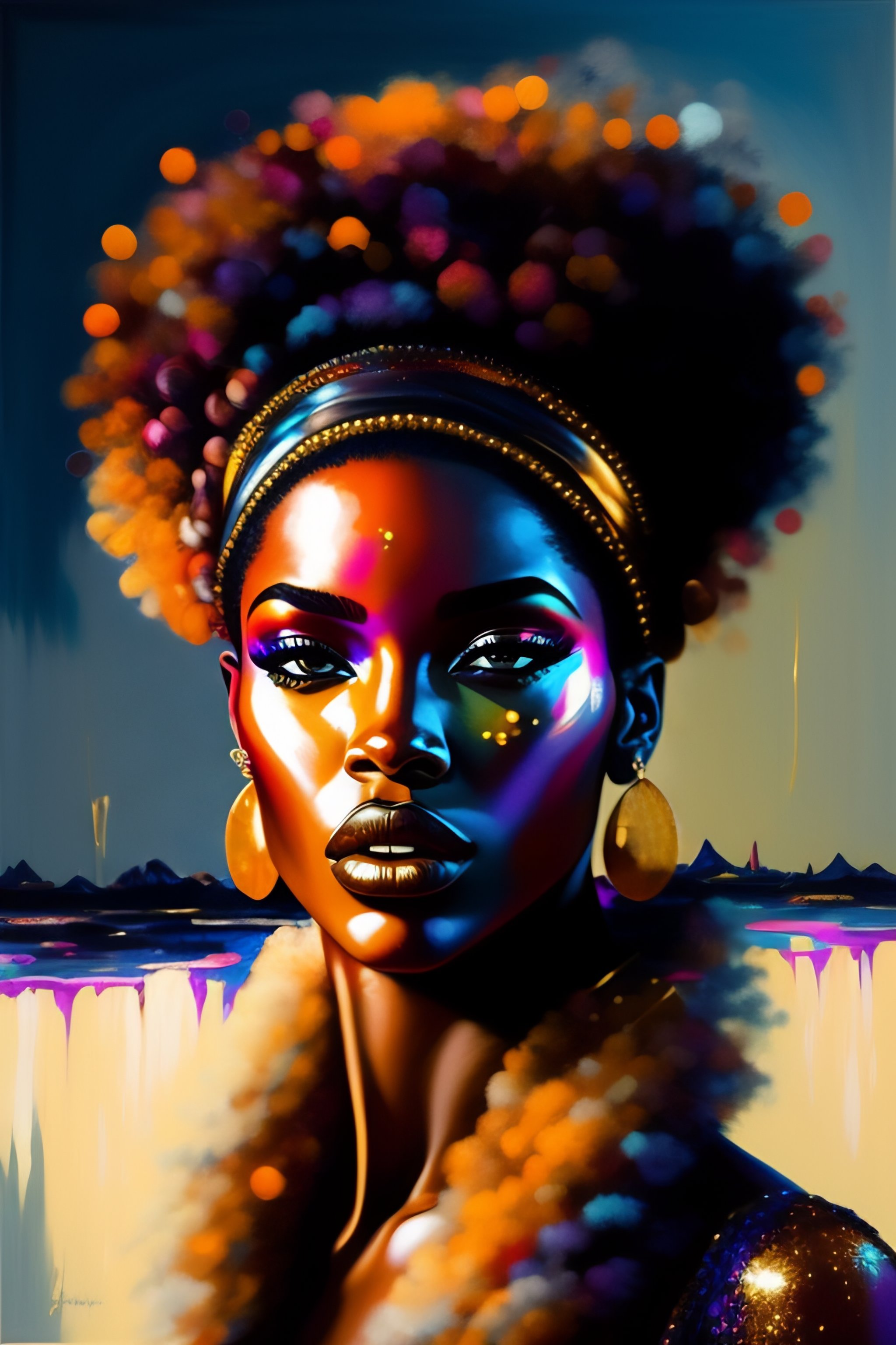 Lexica Abstract Painting of Beautiful African American Model made of
