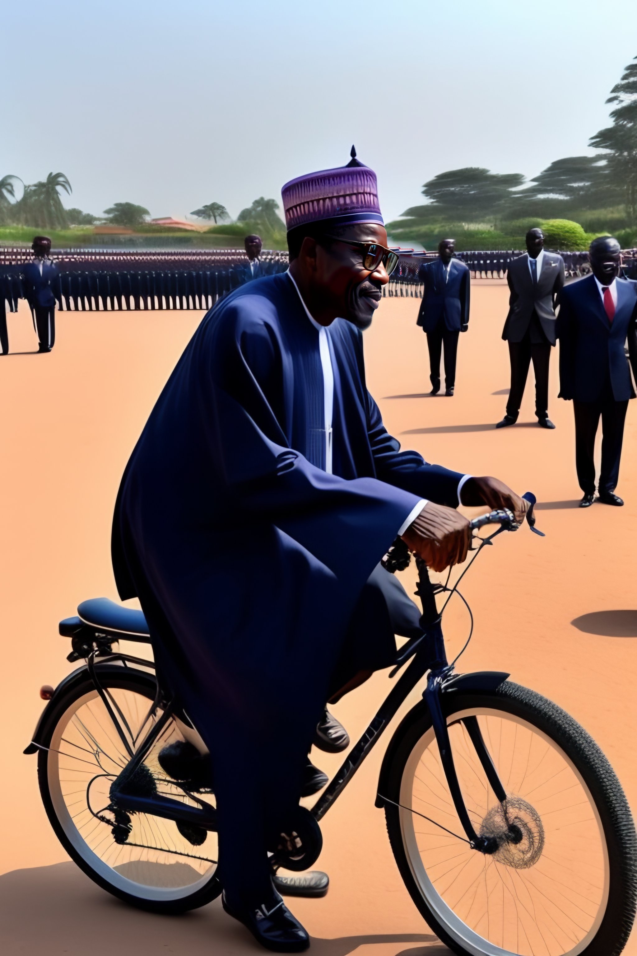 Lexica - President Buhari riding a bike