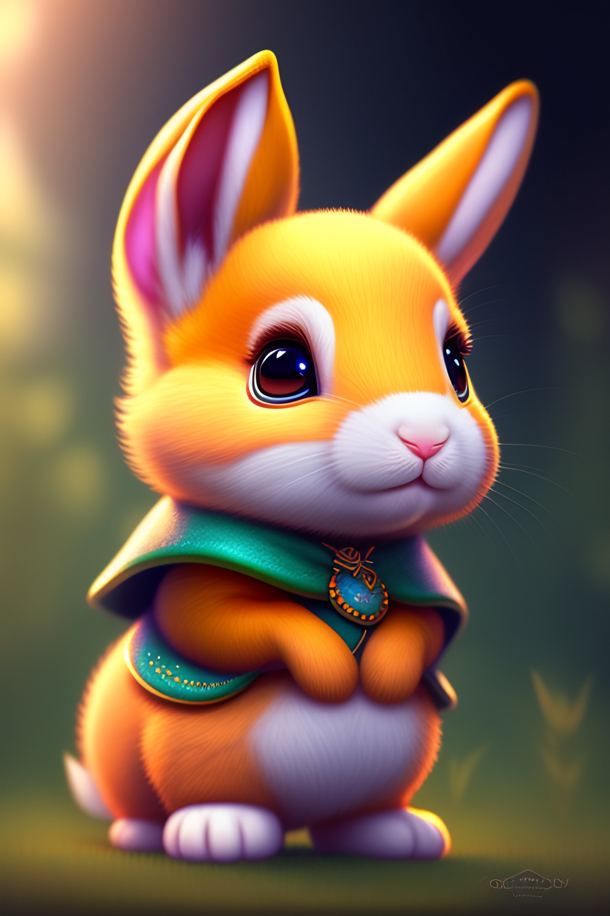 Lexica - Cute and adorable cartoon rabbit baby rhea facing the camera ...