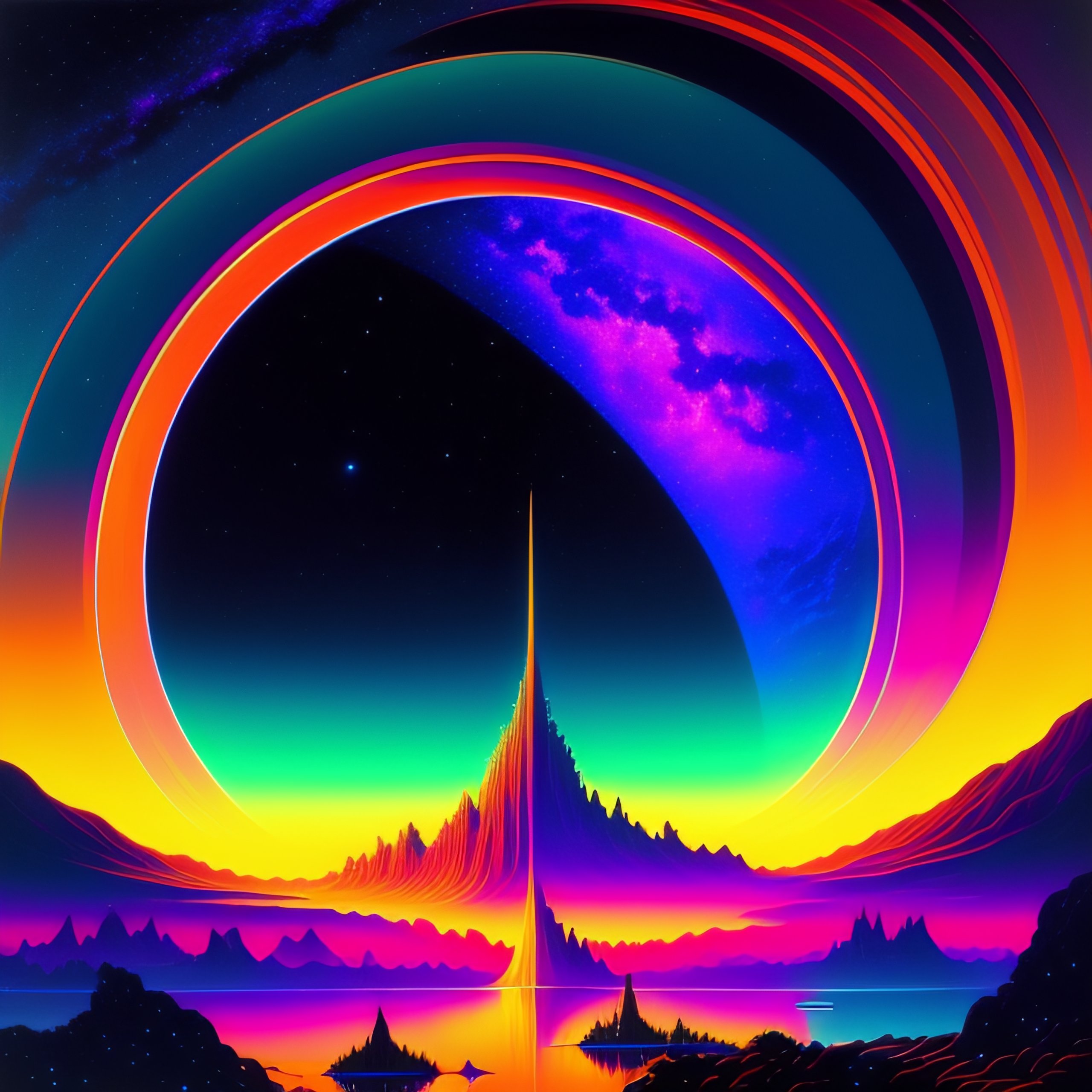 Lexica - Mysterious edge of interstellar space, synthwave, bright neon ...