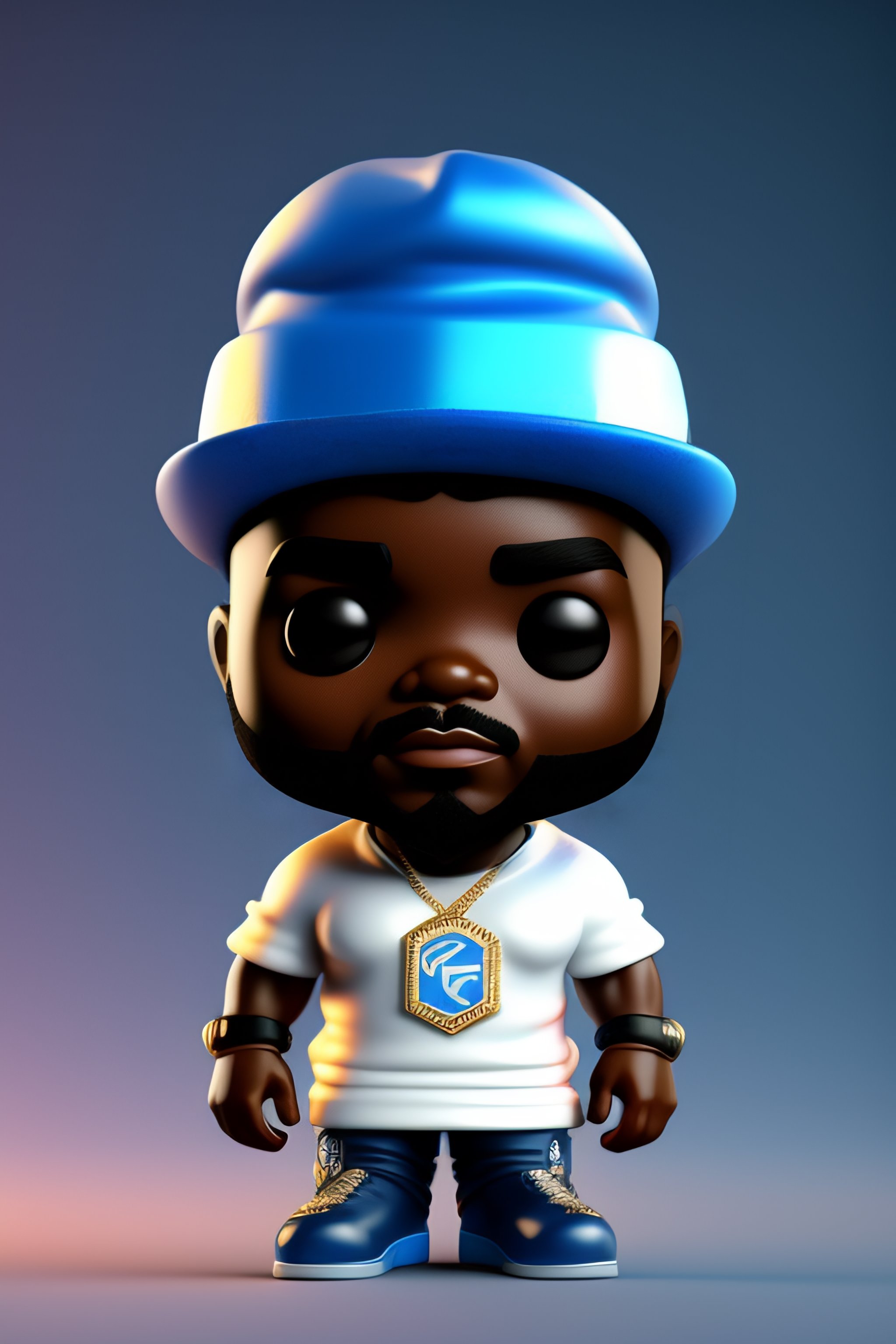 Lexica - 3d render of funko pop rappers light guy blue eyes a little ...