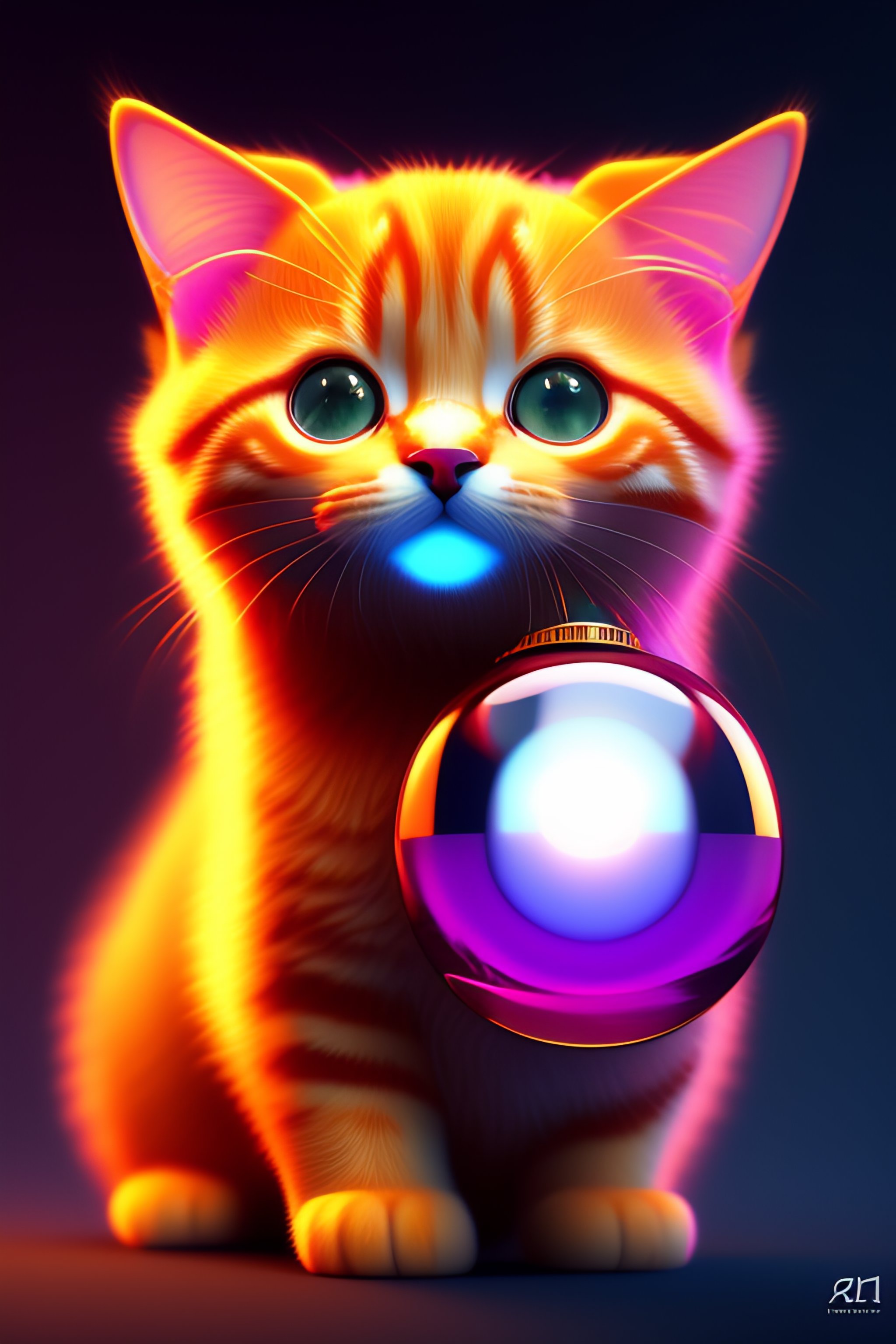 Lexica - A cute angry adorable baby cat made of crystal ball with low poly  eye's surrounded by glowing aura highly detailed intricated concept art  tr