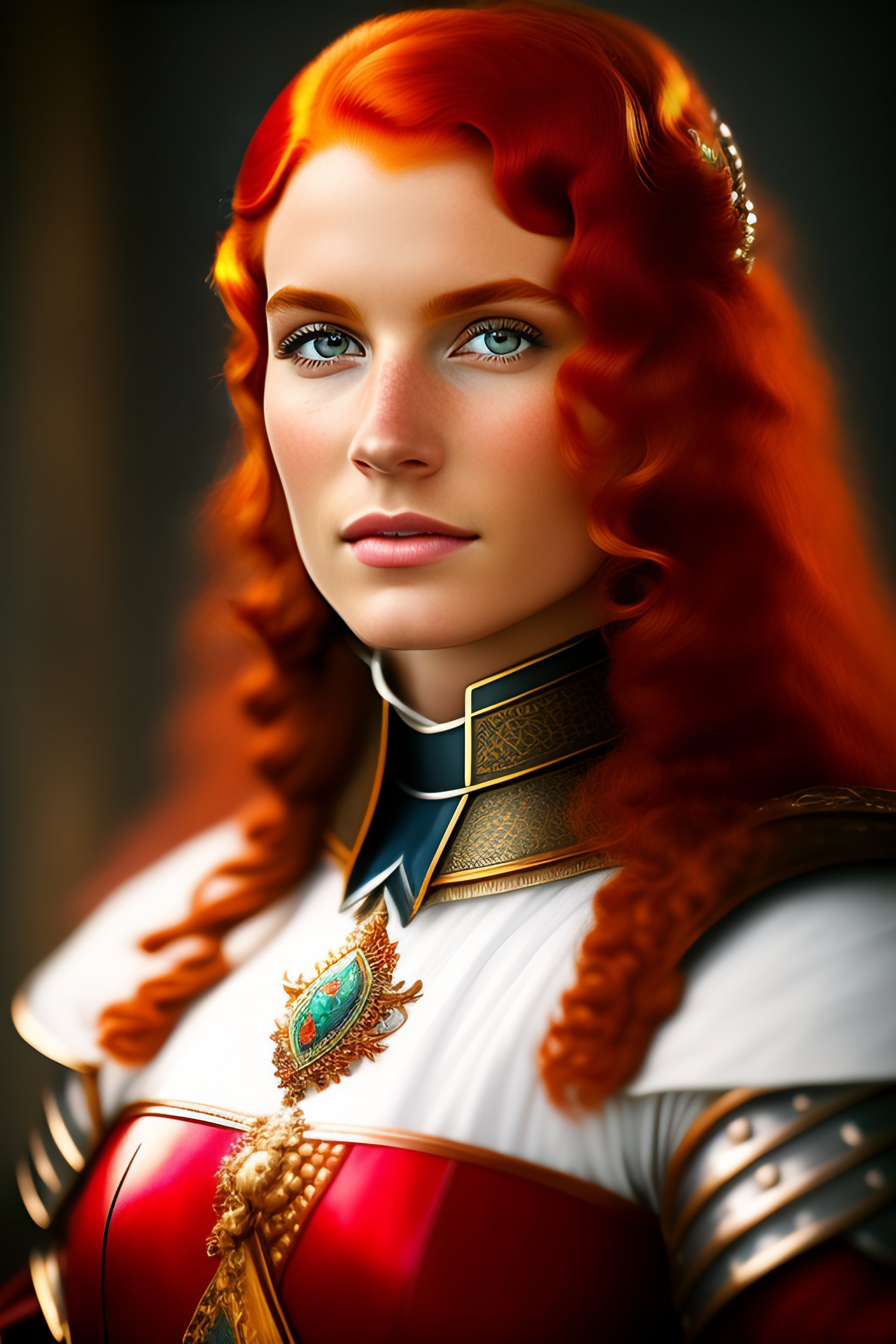 Lexica - Portrait of a knight girl 18 years old red hair