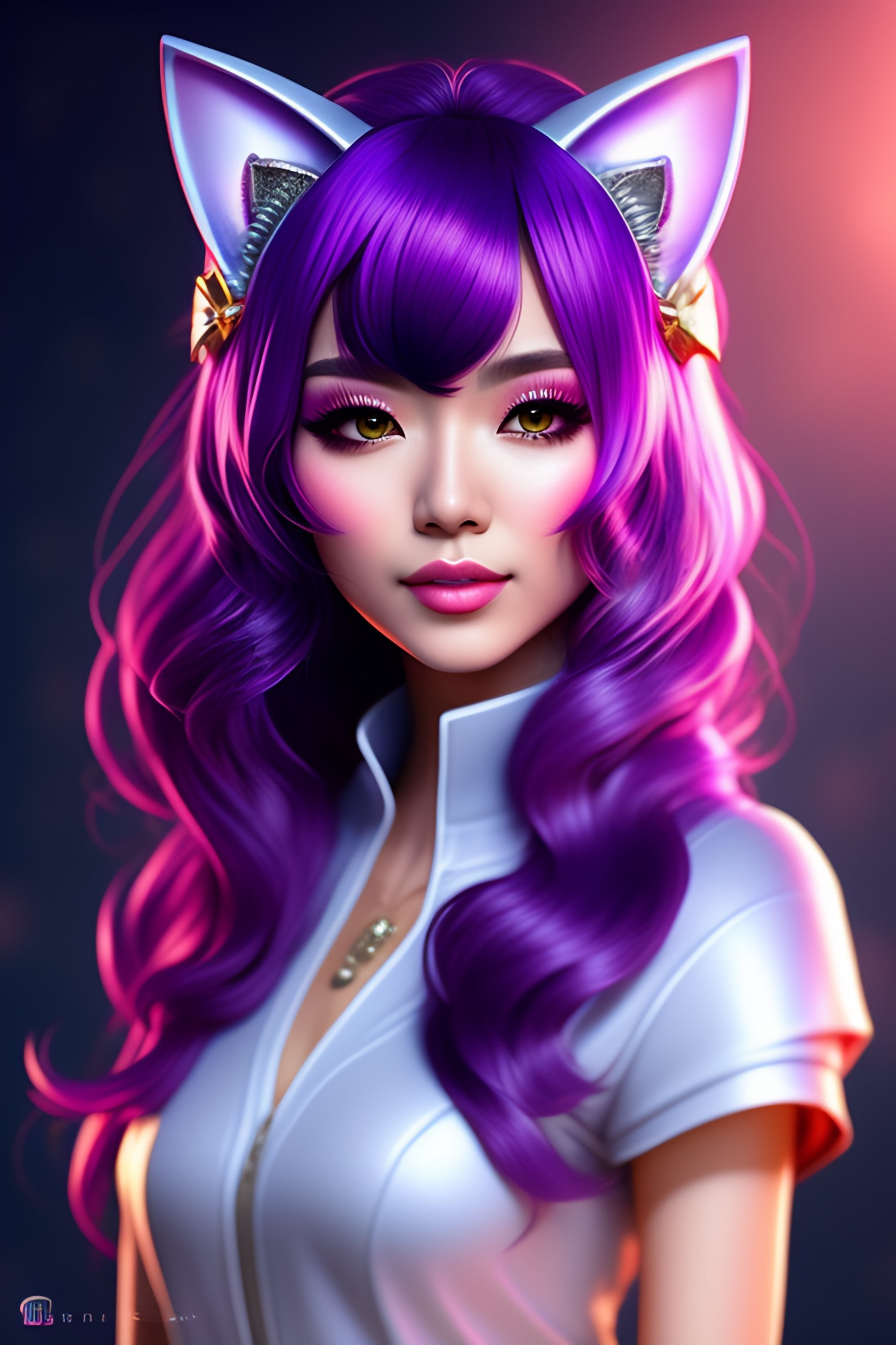 Lexica Purple Cat Girl Profile Picture Anime Style Cat Ears