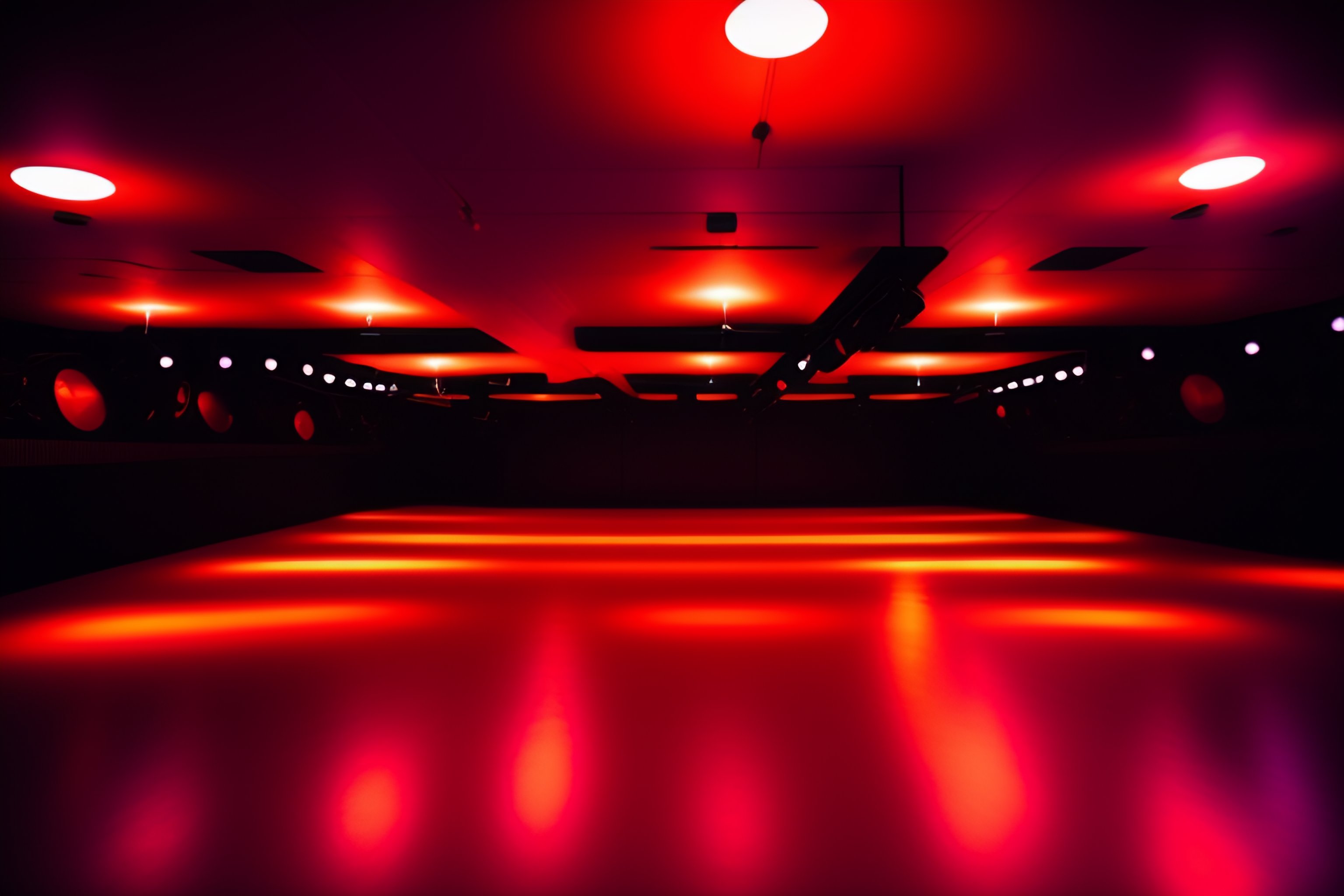 Lexica - Black and red nightclub disco dancefloor interior, square