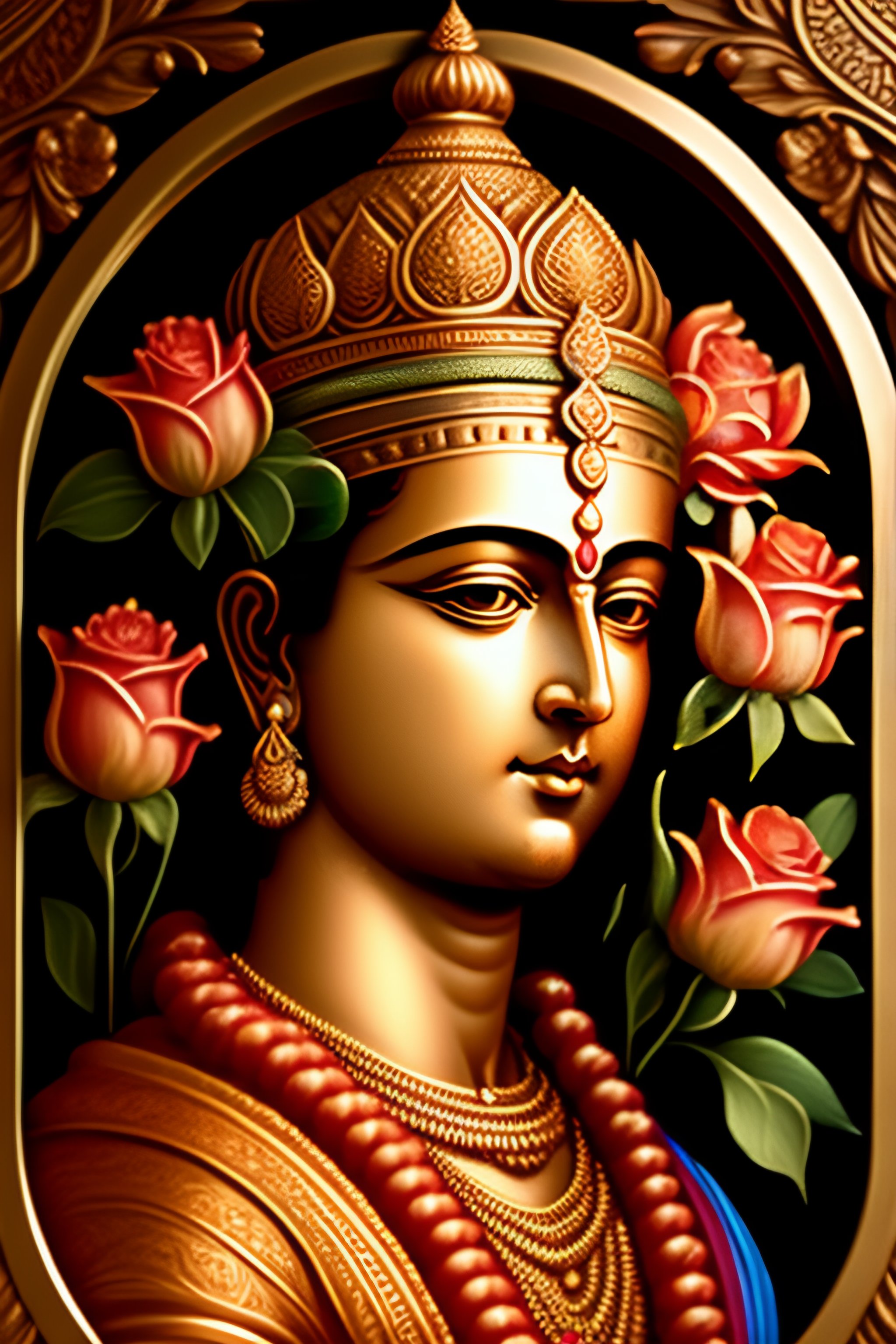 Lexica - Lord Rama with classical floral elements emanating from center ...