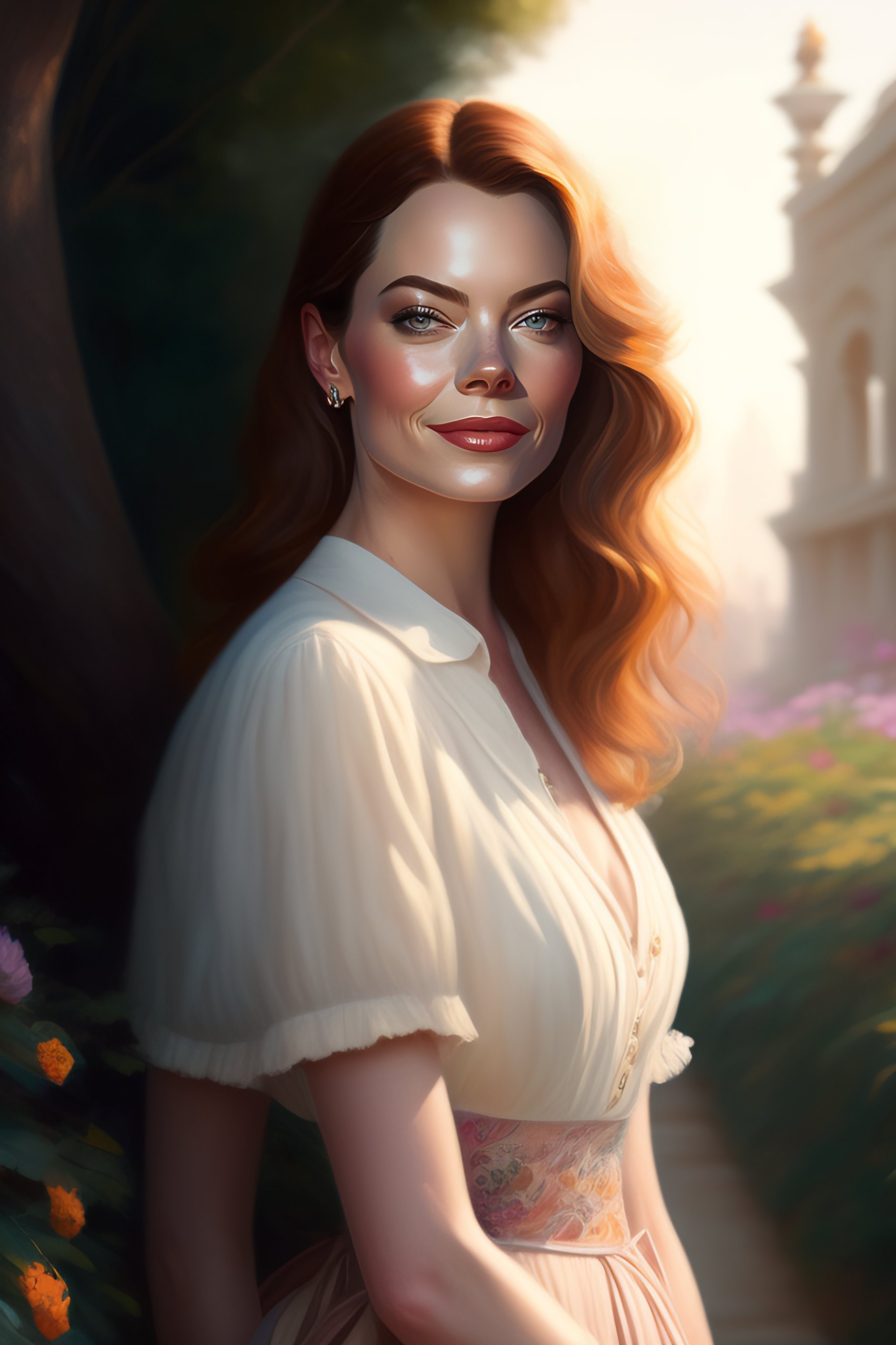 Lexica - Portrait of a middle-aged woman based on Emma Stone in