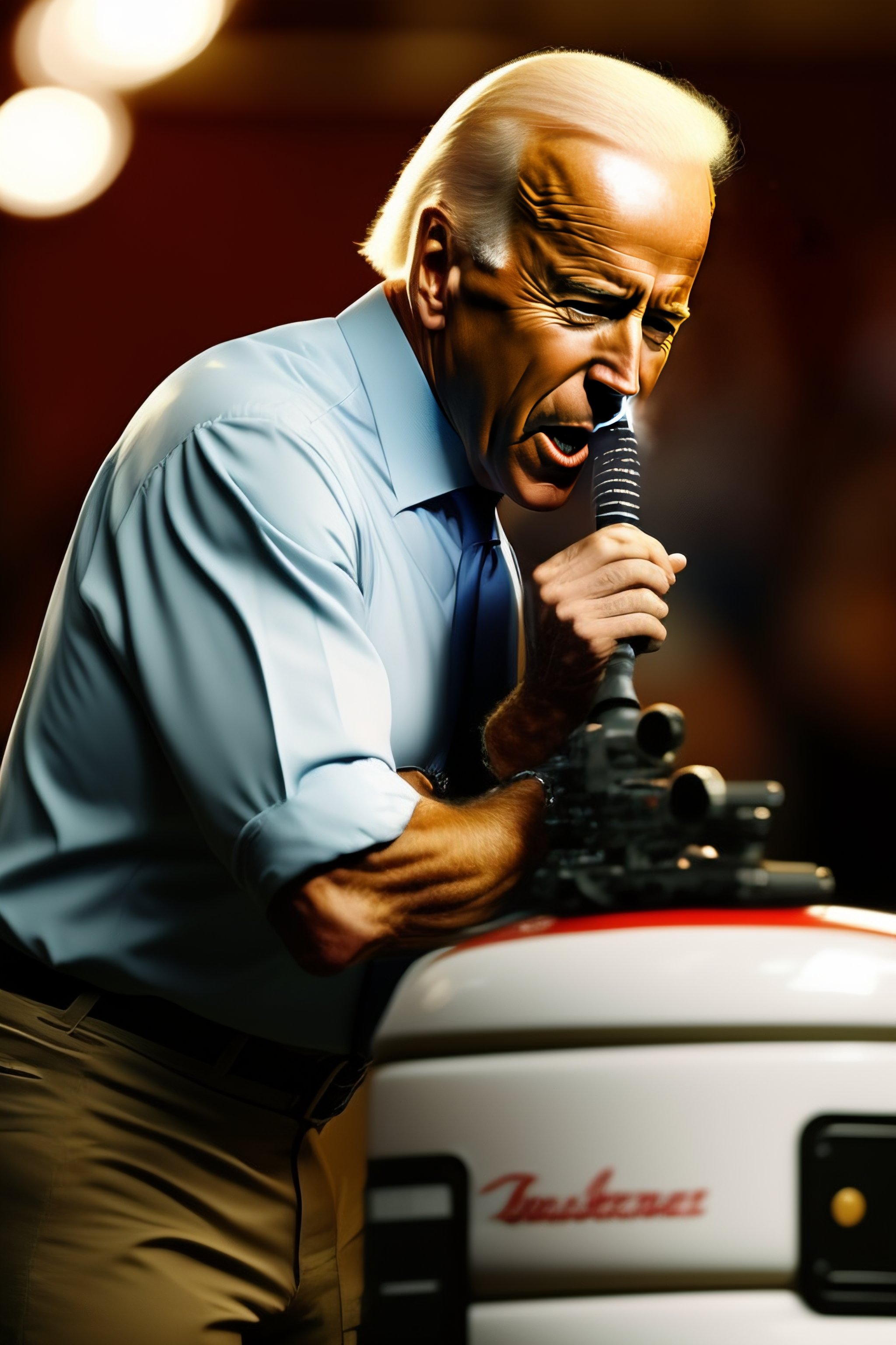 Lexica - Joe biden holding a machine gun at his waist and screaming ...