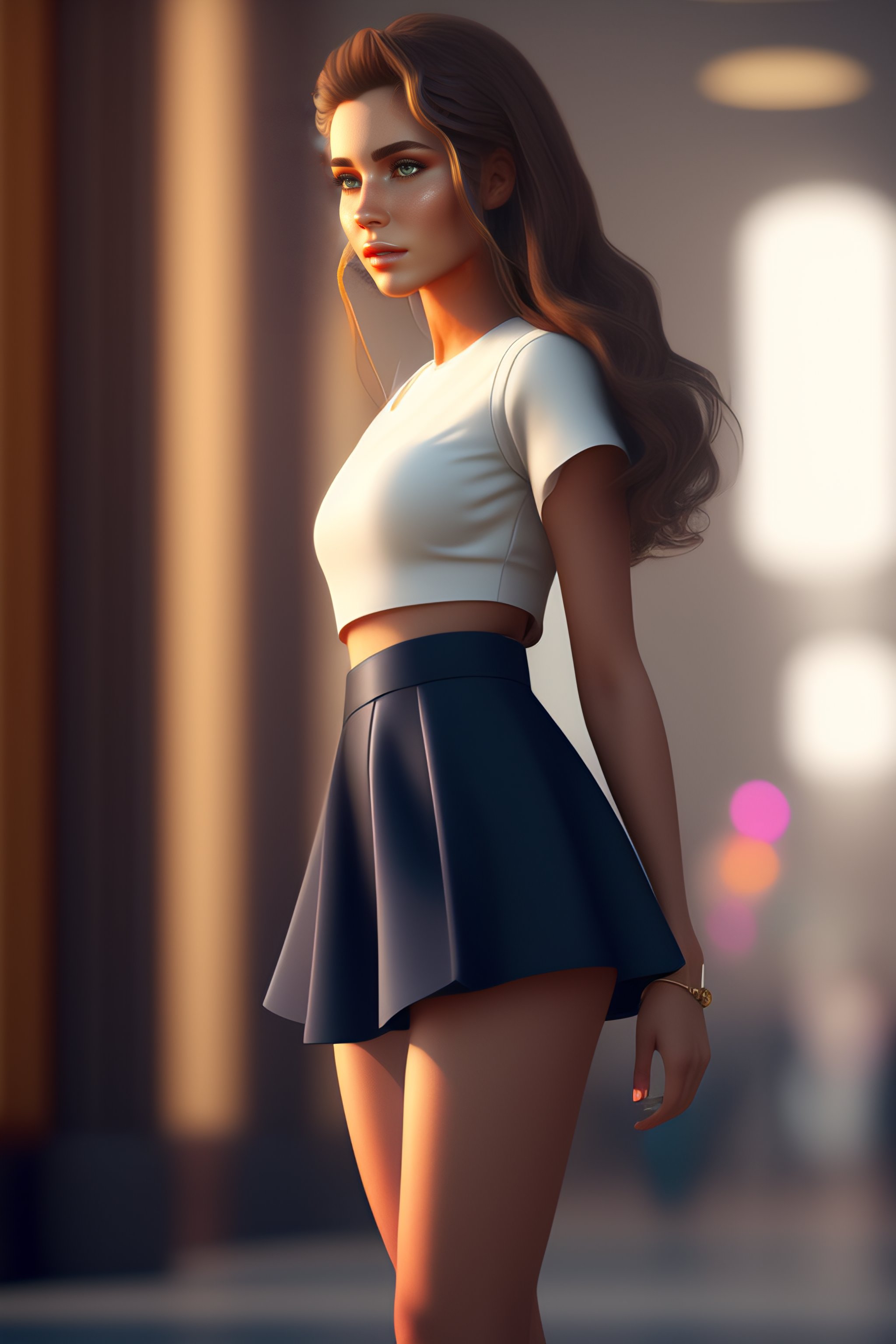 Lexica Beautiful Girl In A Short Skirt 3d Render 4185