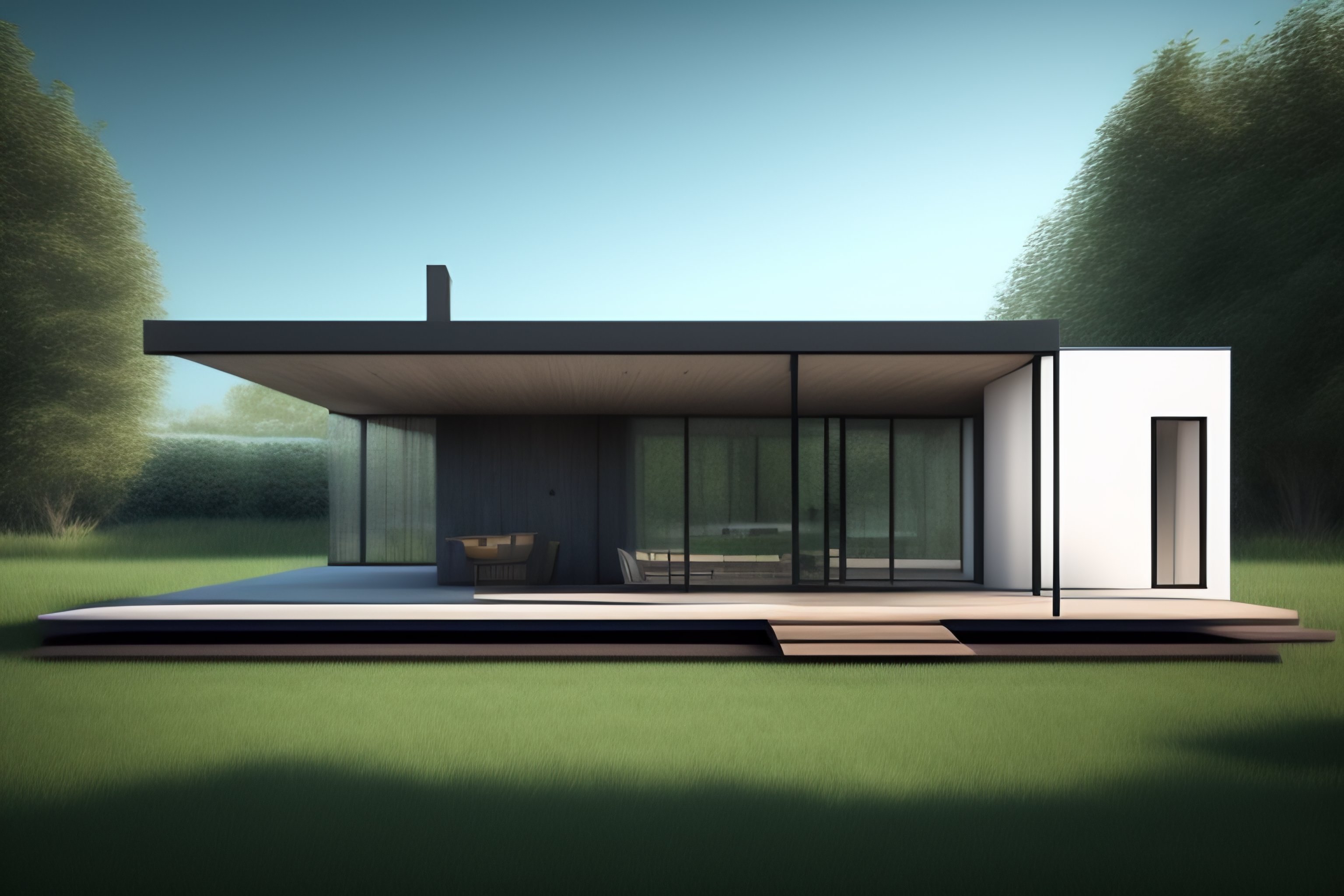 Lexica - Architectural render photo of a Modern and little house cat
