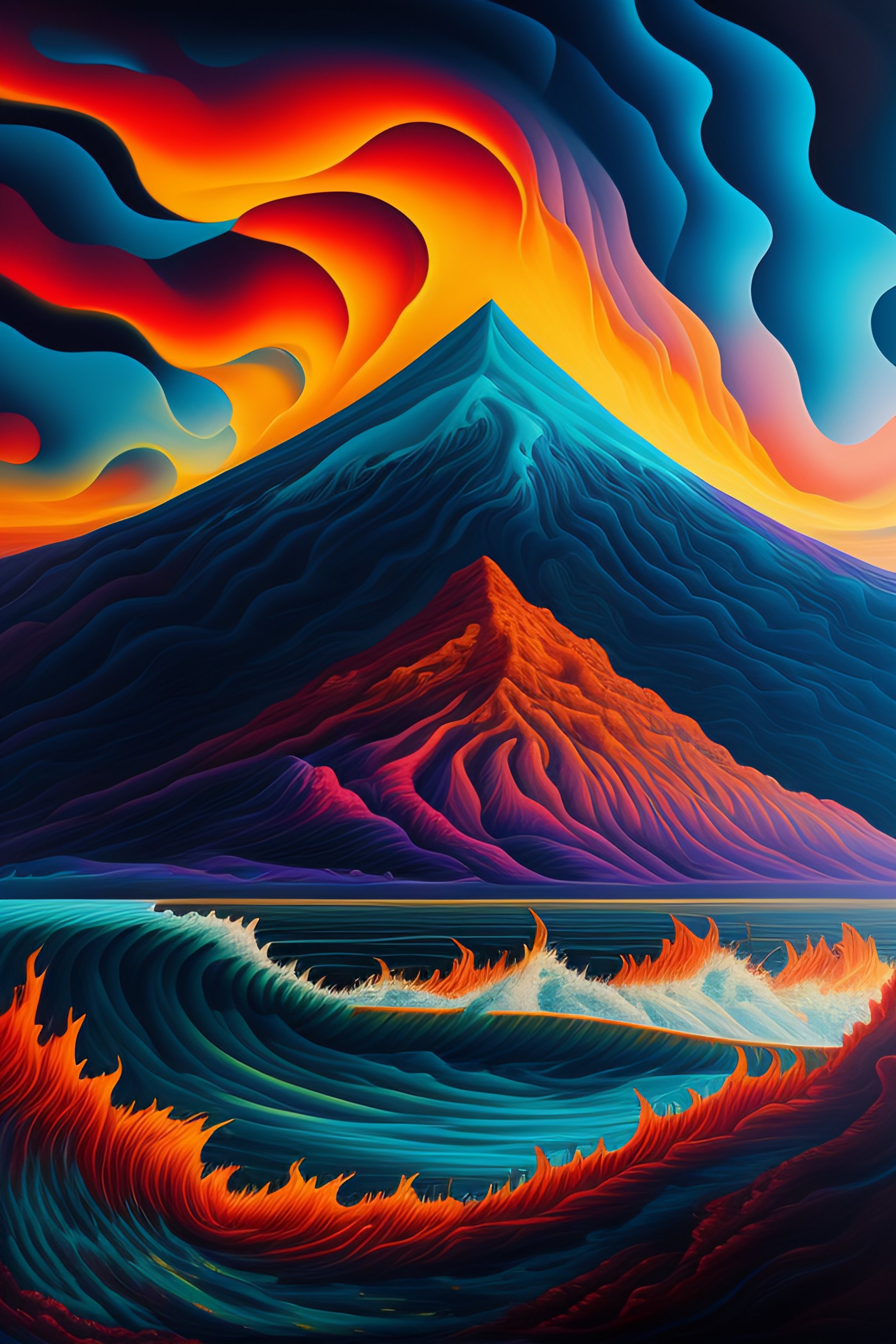 Lexica - Vulcano, lava, ocean, surreal by dan mumford and umberto ...