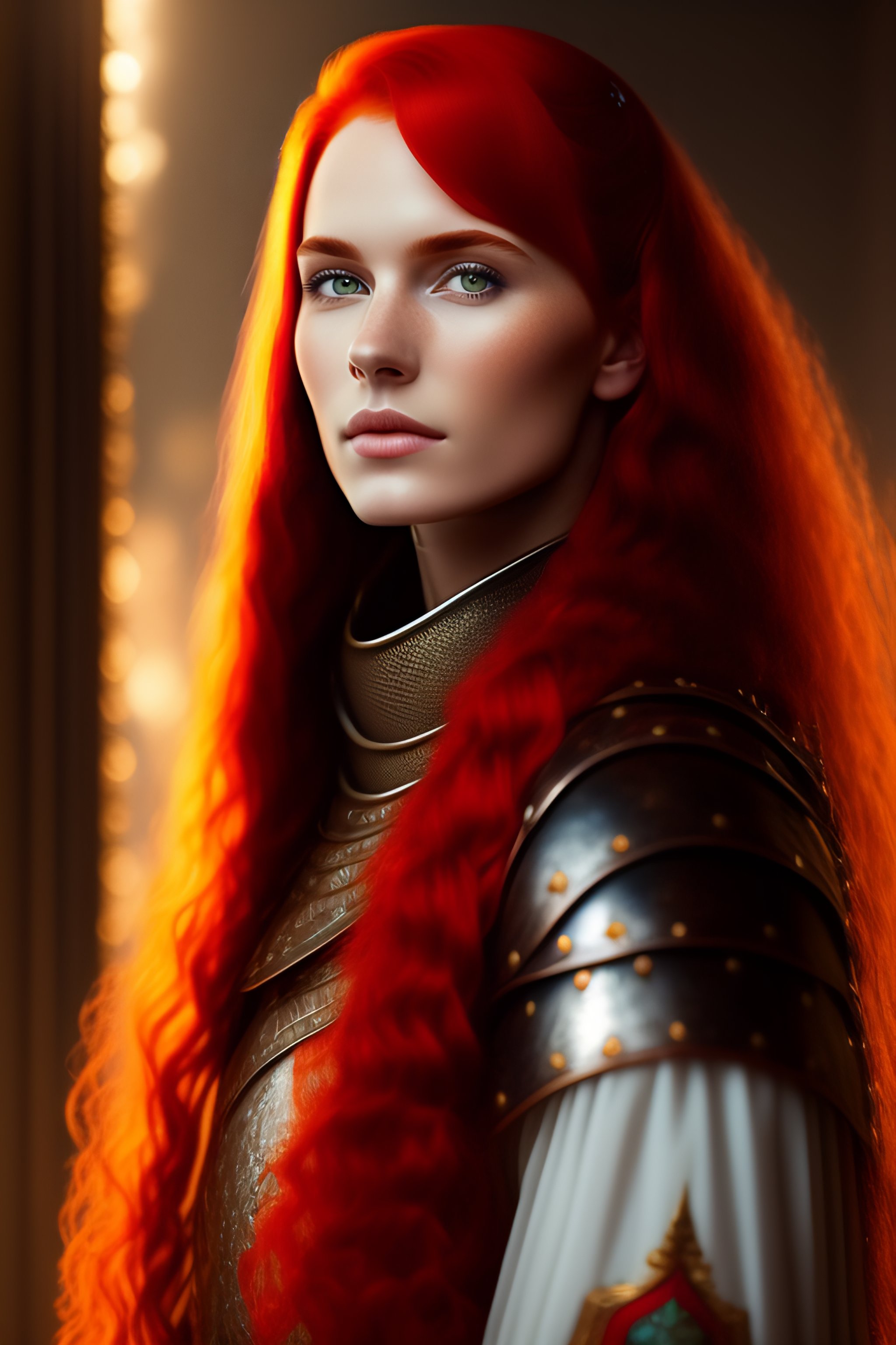 Lexica - Portrait of a knight girl 20 years old red hair