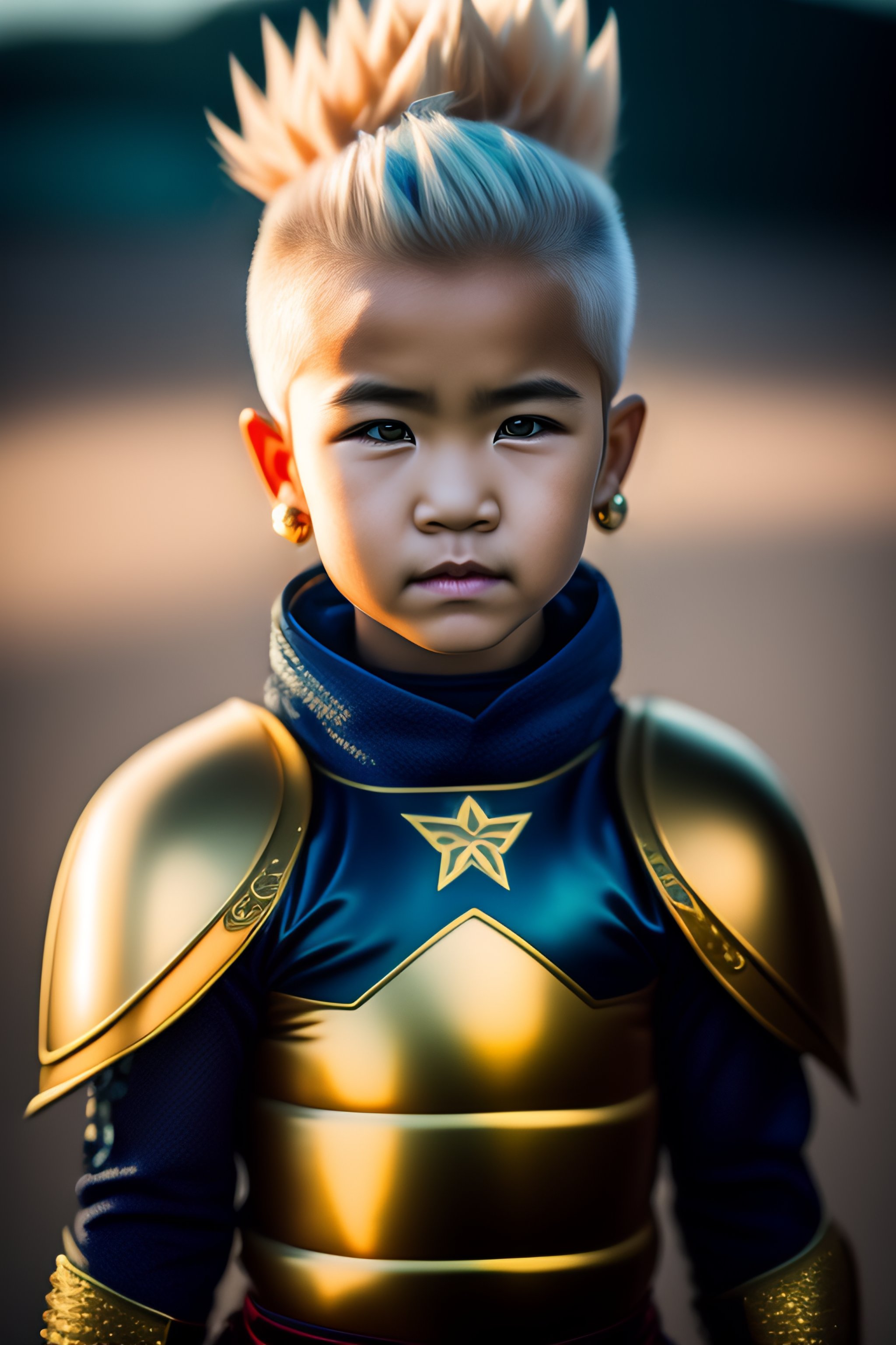 Lexica Portrait Photo Still Of Real Life Little Supersaiyajin Fighter With Armour And Gold
