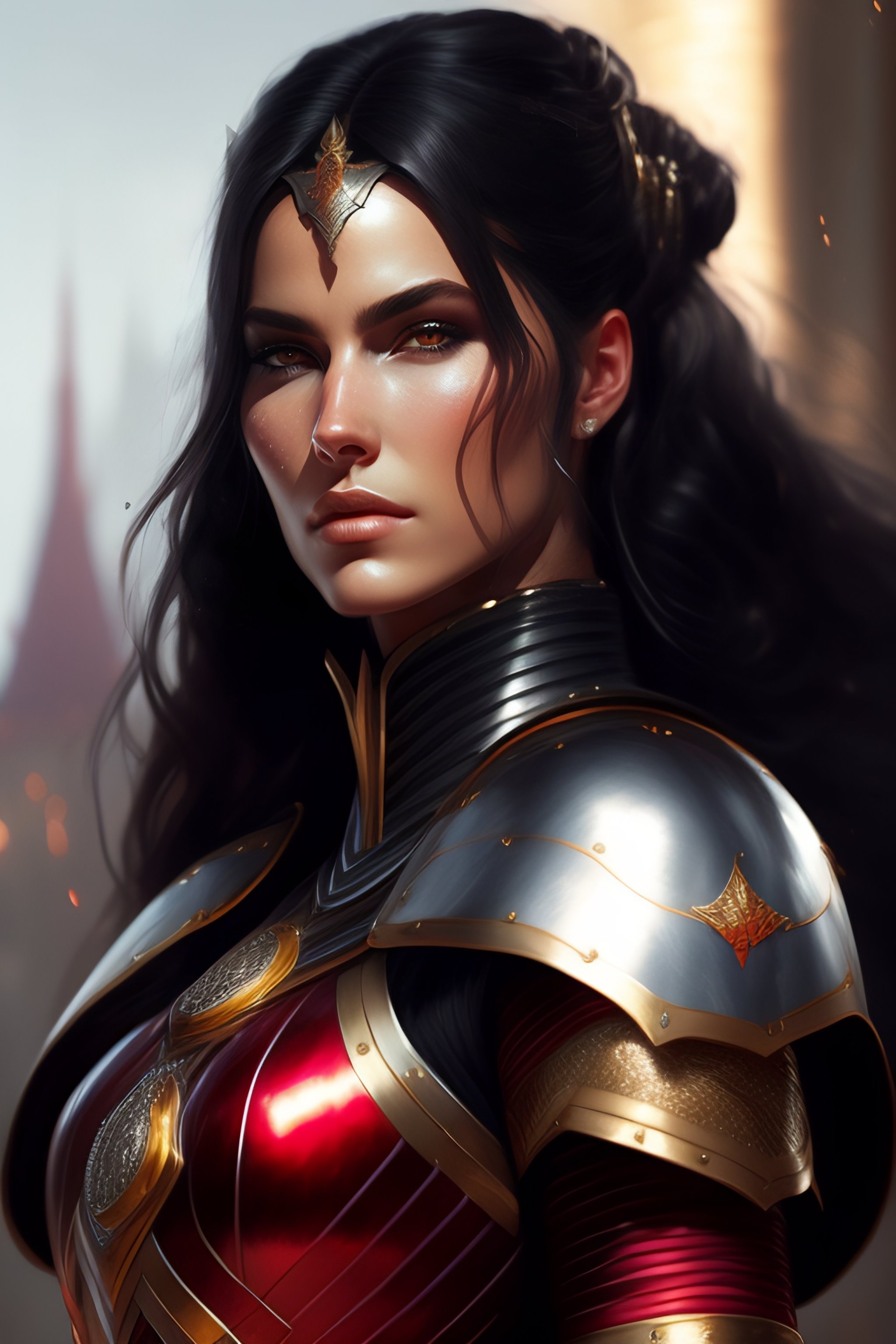 Lexica - Beautiful hyperrealistic portrait of an armored woman. She ...