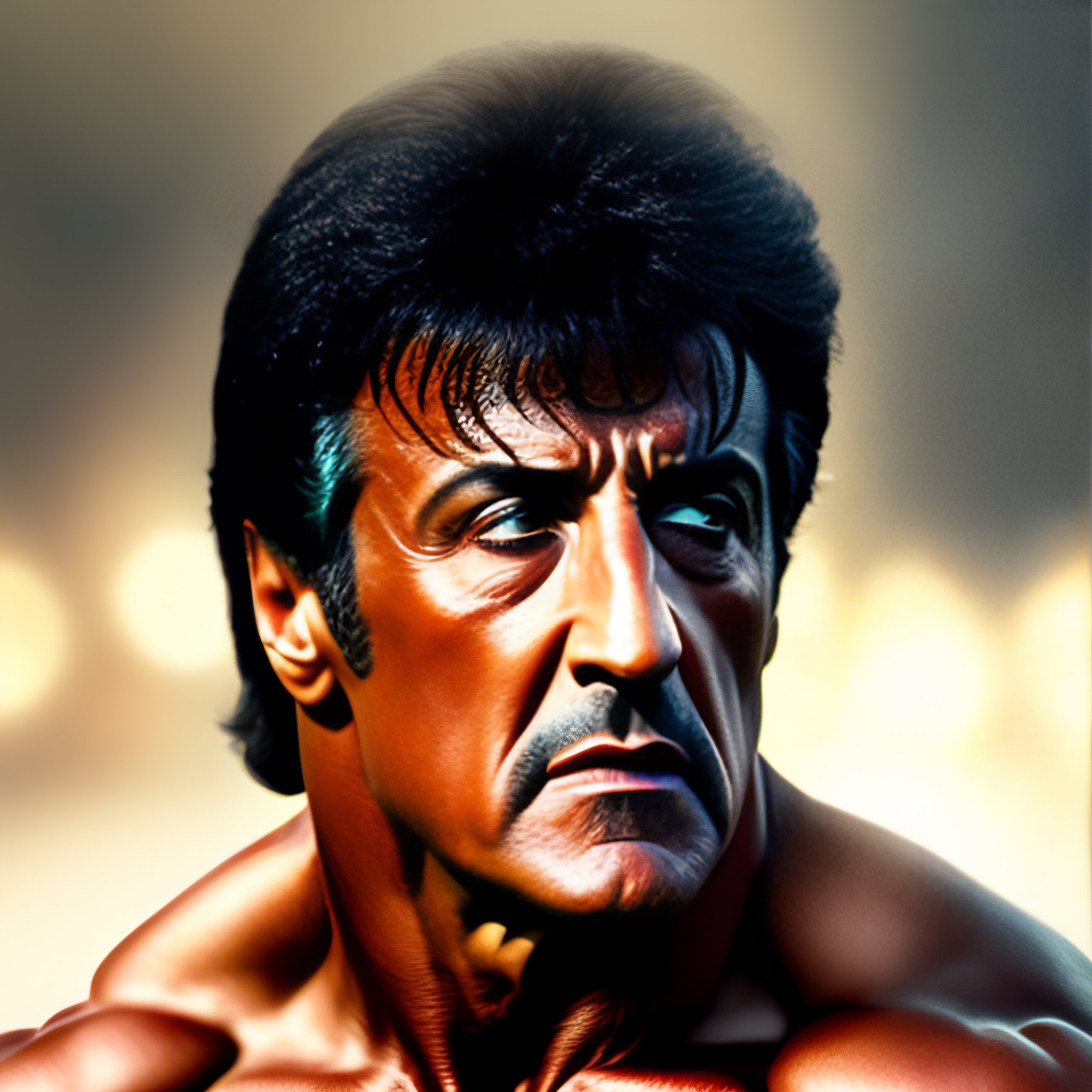 Lexica - Very old sylvester stallone as rocky, white hair, wrinkles, no ...