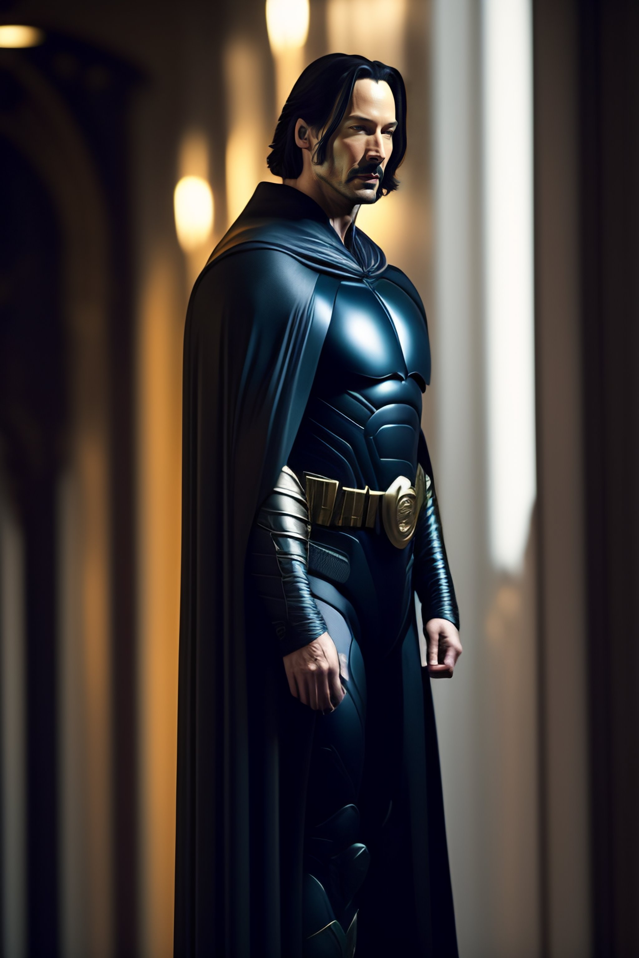Lexica - Keanu Reeves as bruce wayne with batsuit in batman movie, full body
