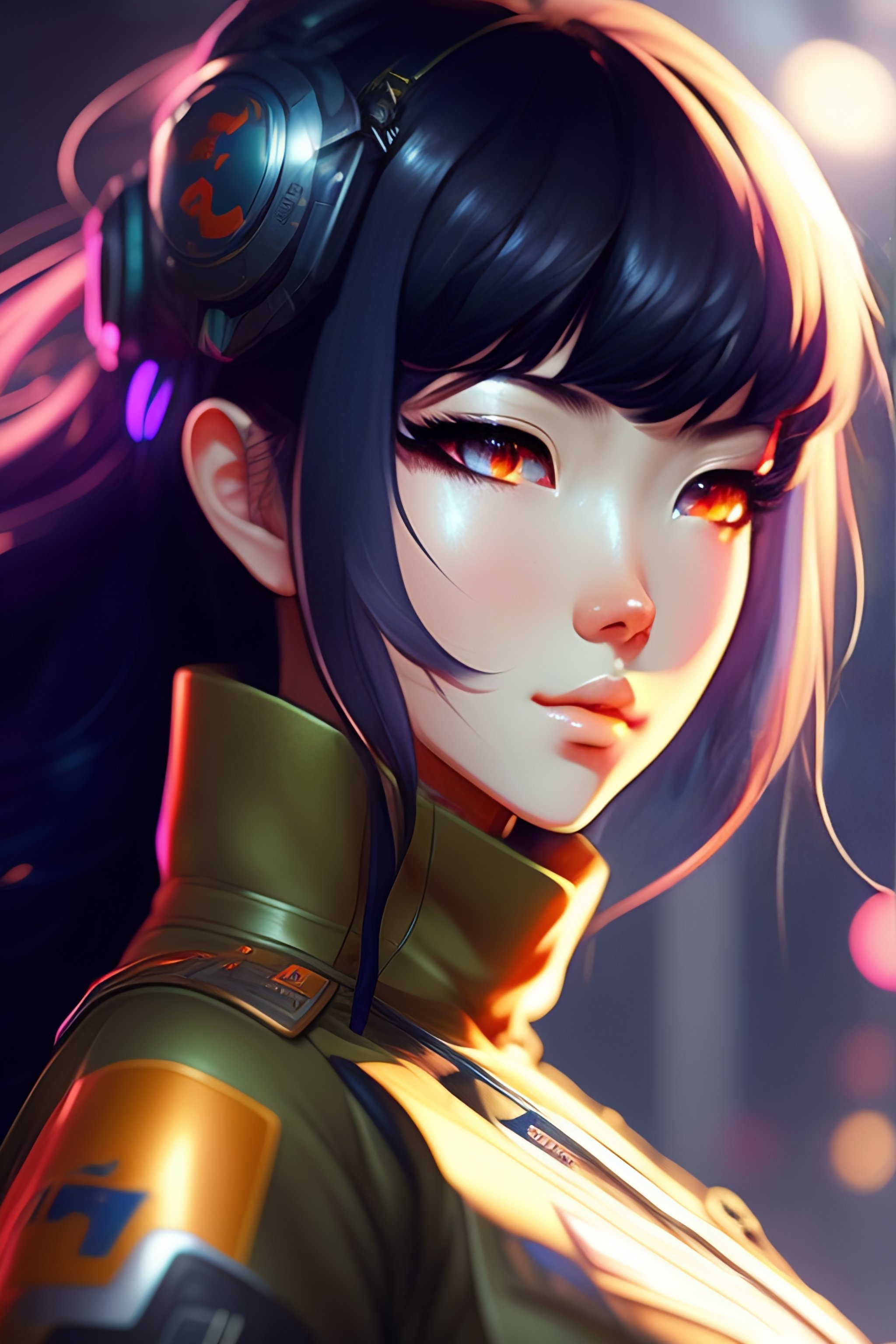 Lexica - Portrait Anime Commander Girl Neon-cybernetic cute-fine-face ...