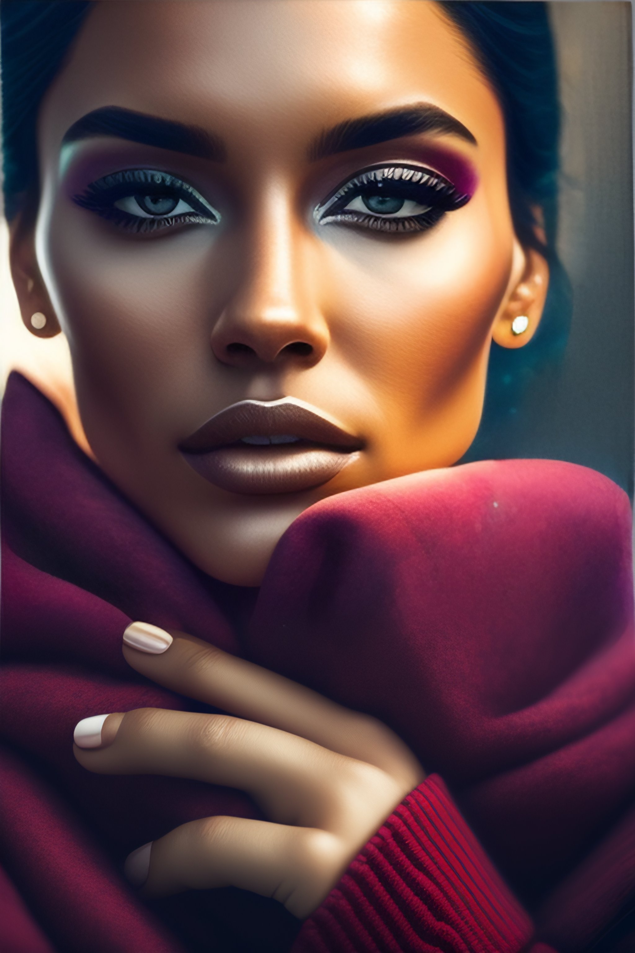 Lexica - A full shot portrait of a woman visible hands