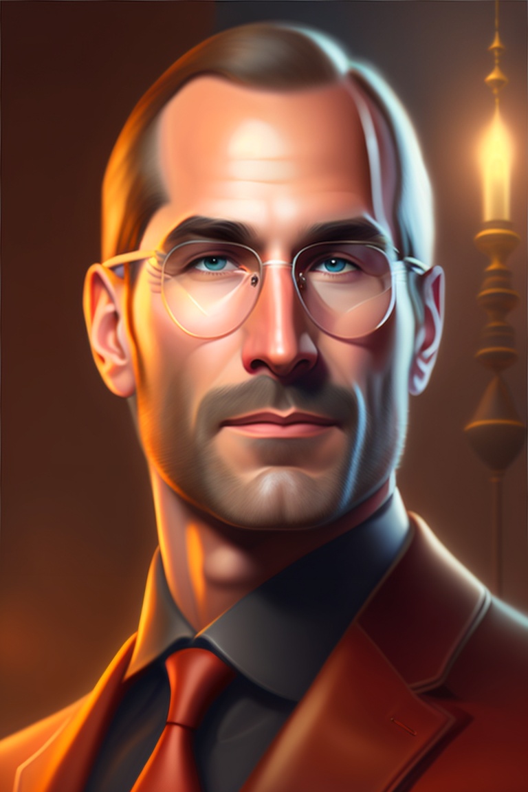 Lexica Steve jobs as realistic portrait, symmetrical, highly detailed