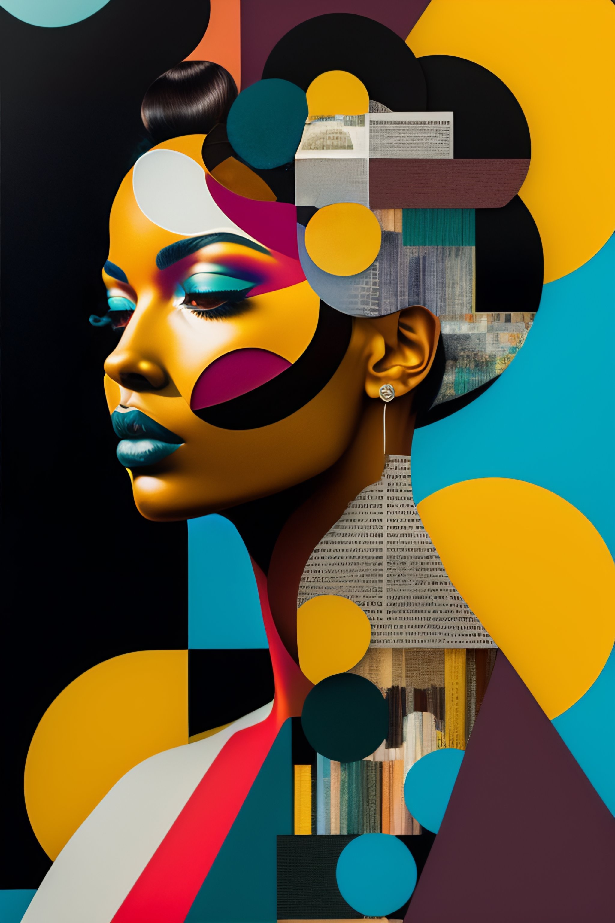 Lexica - A woman made with mid-century modern collage, made of random ...