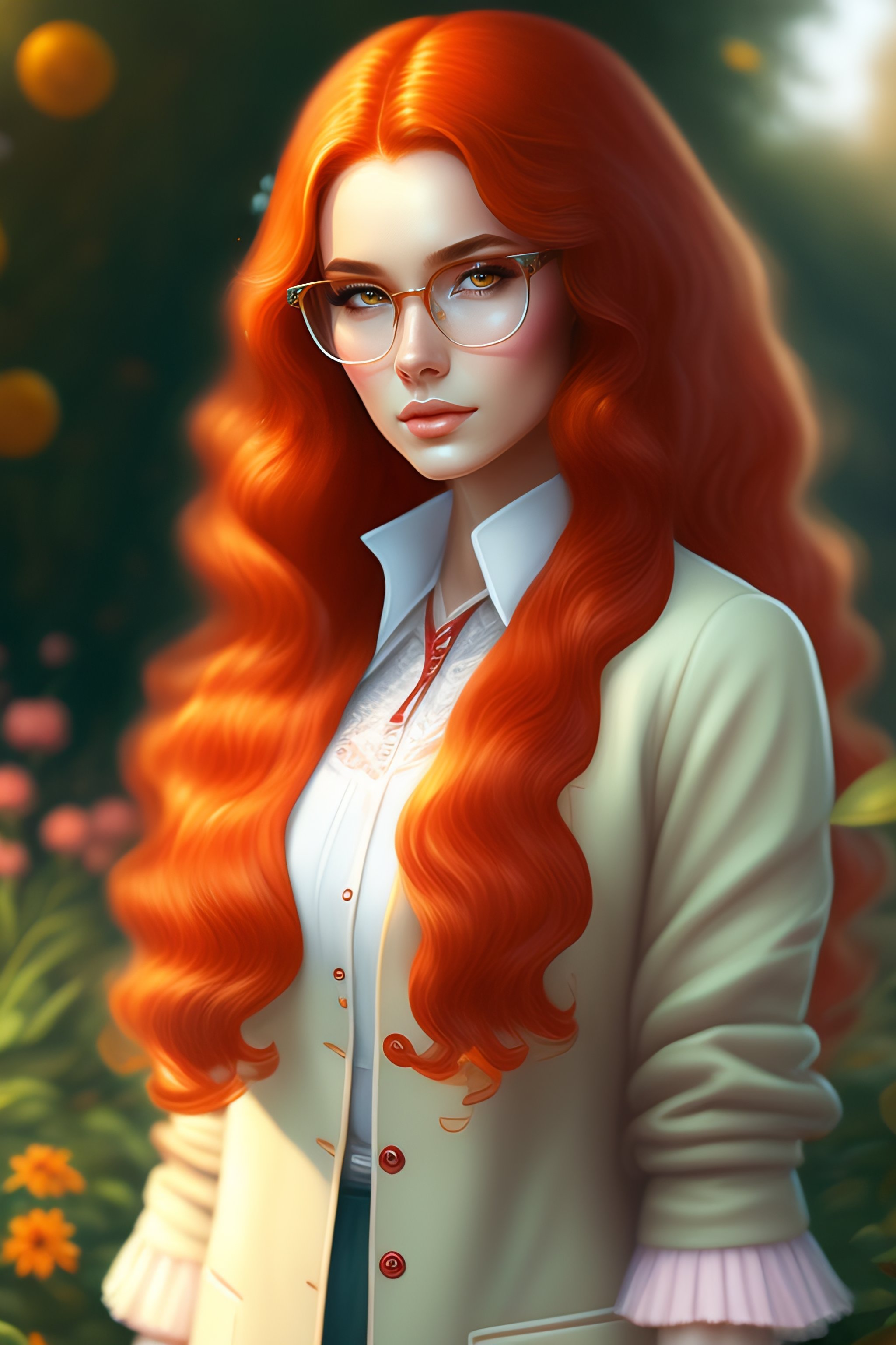 Lexica Beautiful Real Girl With Long Red Hair Wearing Lab Coat And Glasses Pokemon Misty 