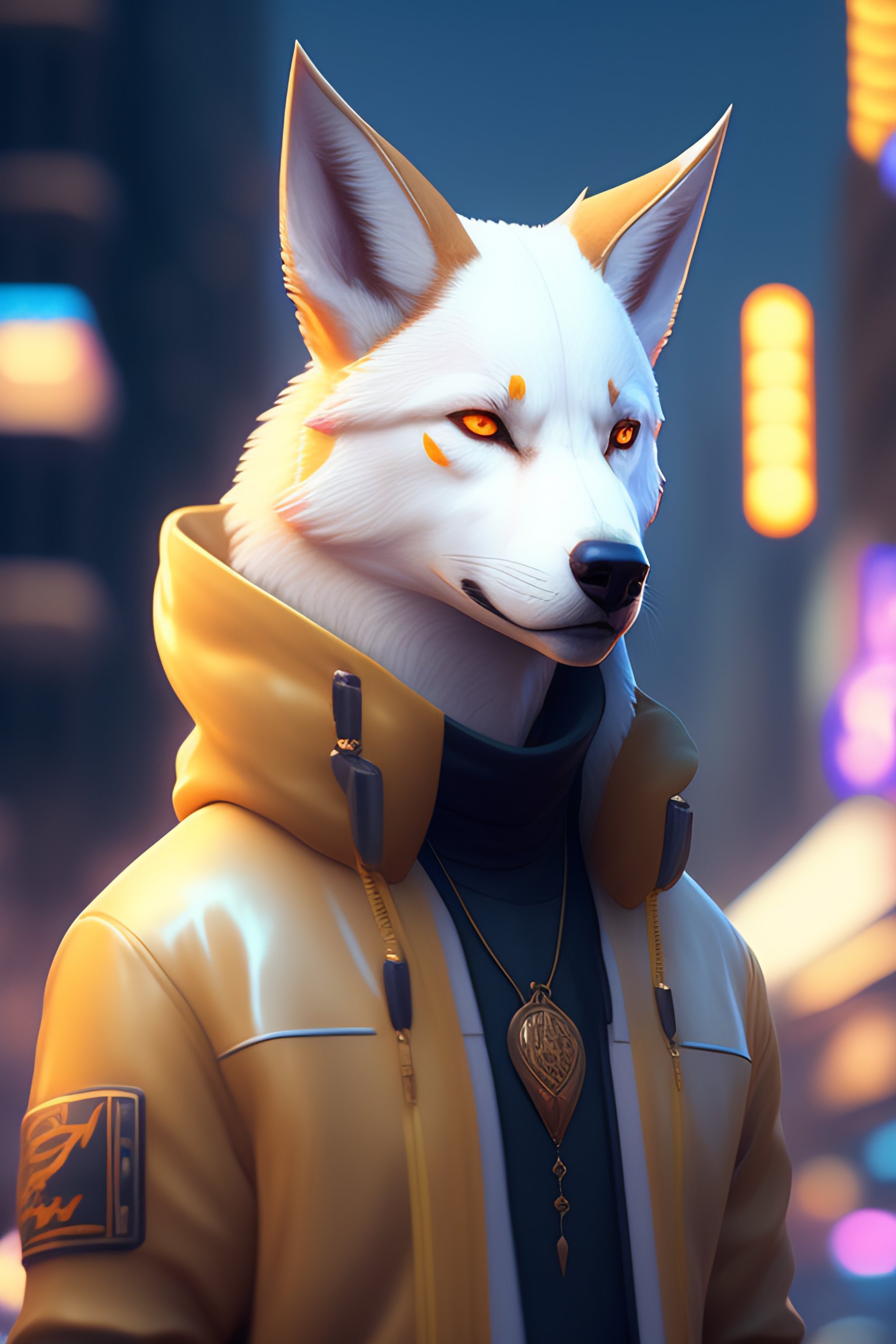 Lexica - A beautiful portrait of a cute male anthropomorph white wolf ...