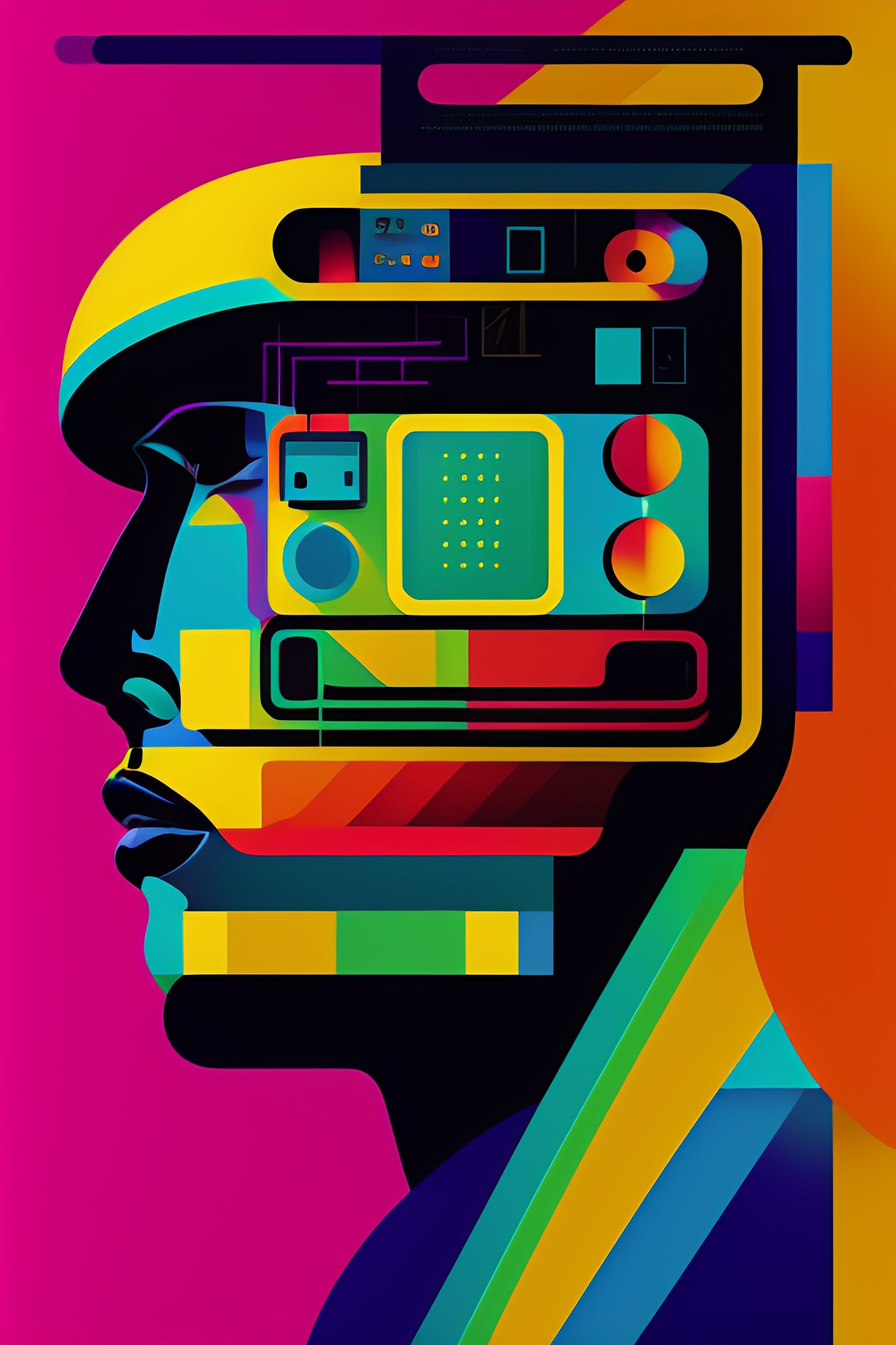 Lexica - The abstract portrait of Jeff besos mash machine code ...