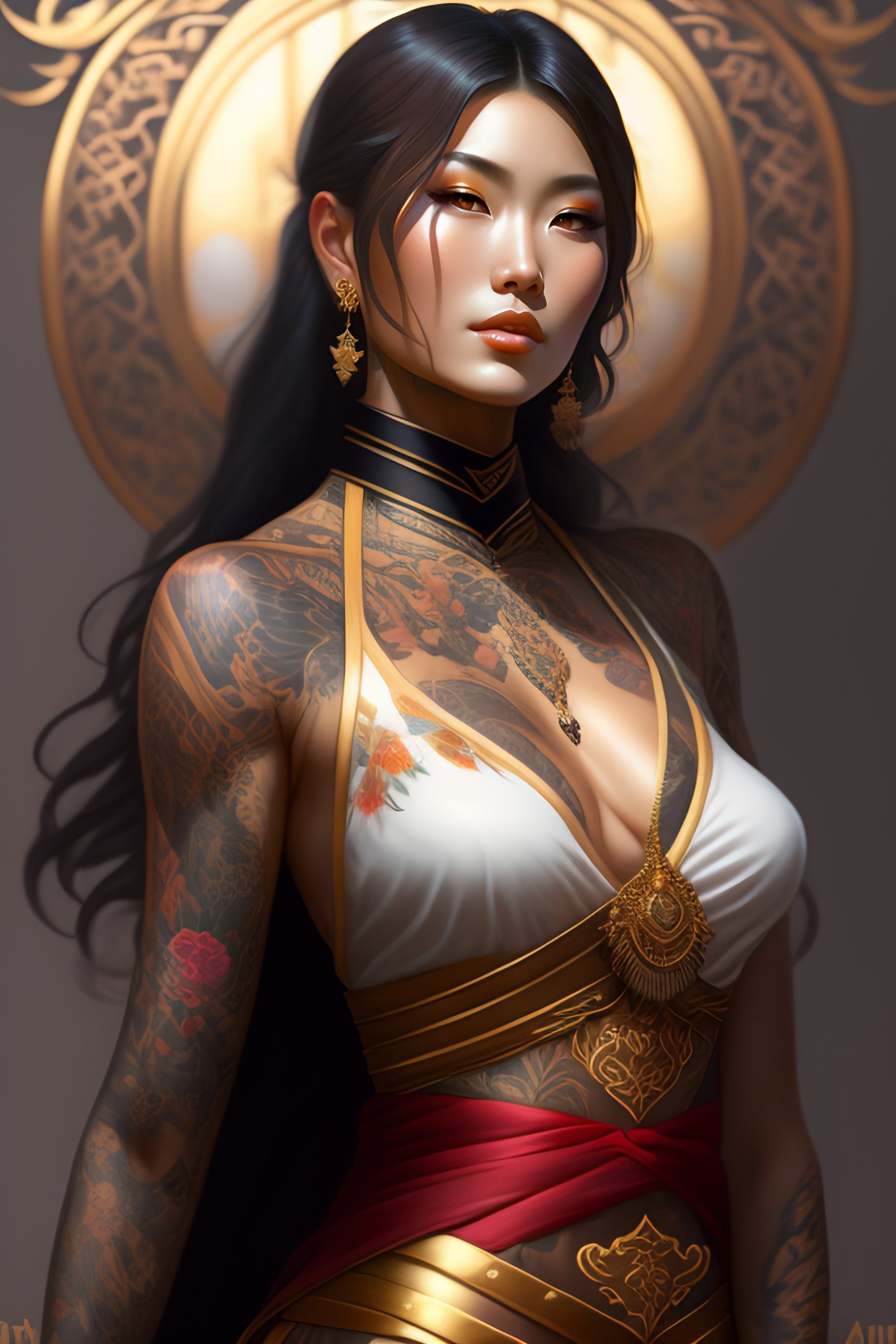 Lexica Tattooed Yakuza Girl Holding A Katana Intricate Elegant