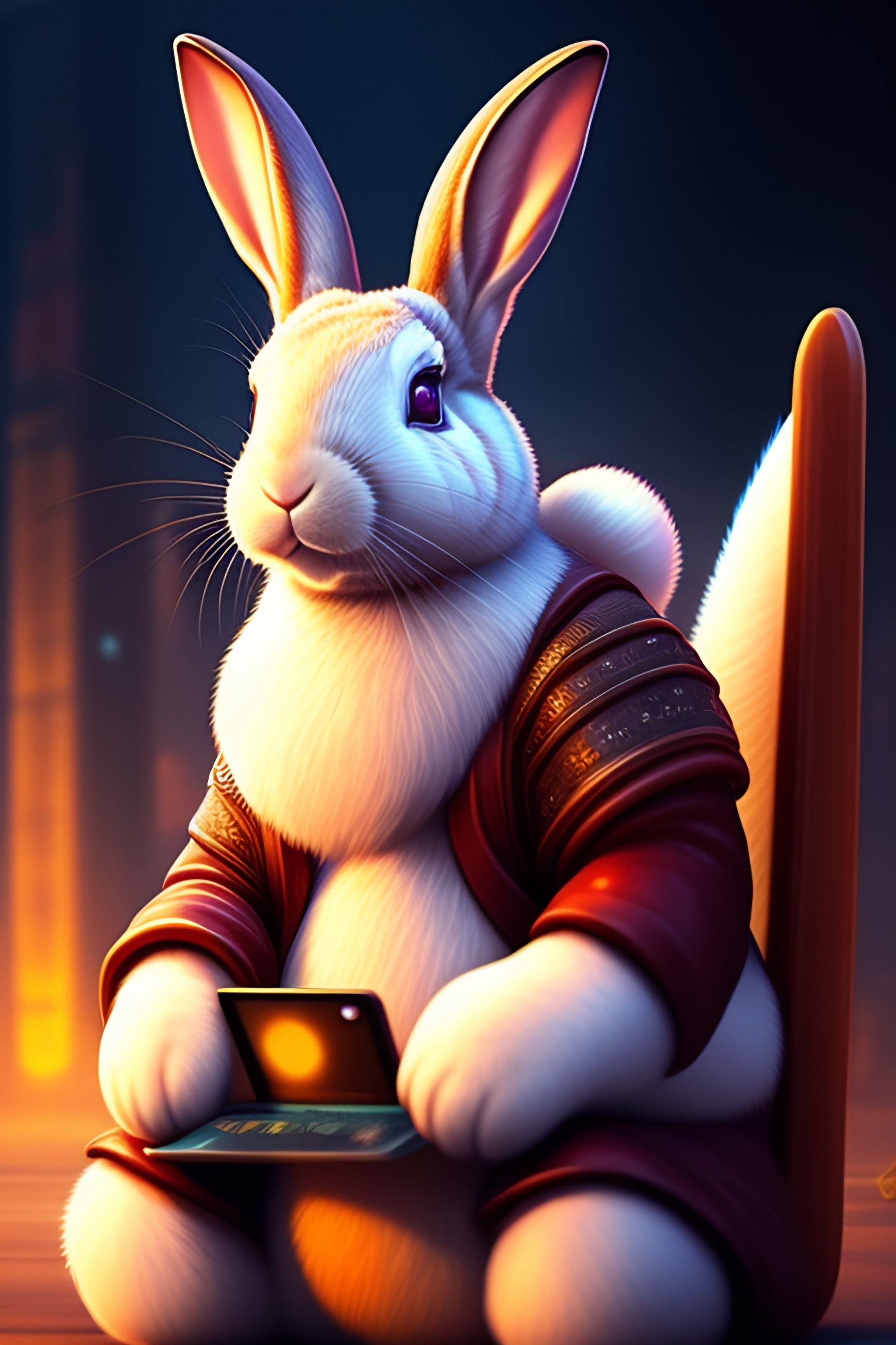 Lexica - Animated rabbit,gamer rabbit logging into your account on your ...