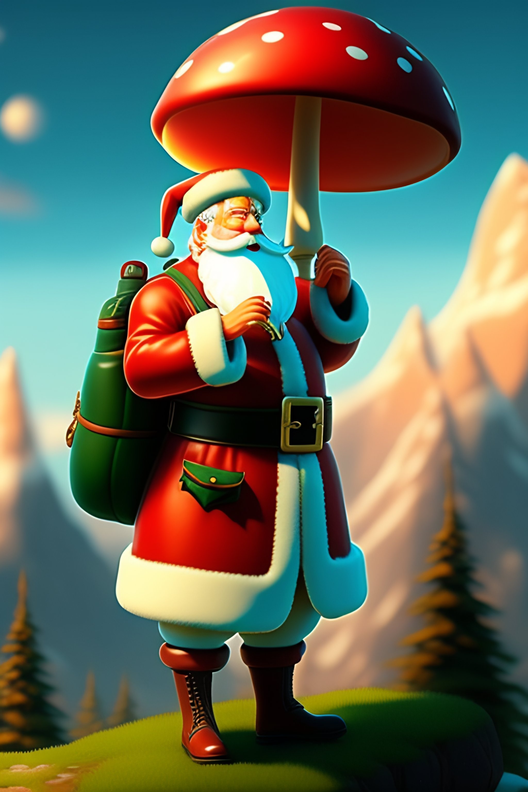 Lexica - Santa claus with a mushroom fly agaric in his hands, realistic ...