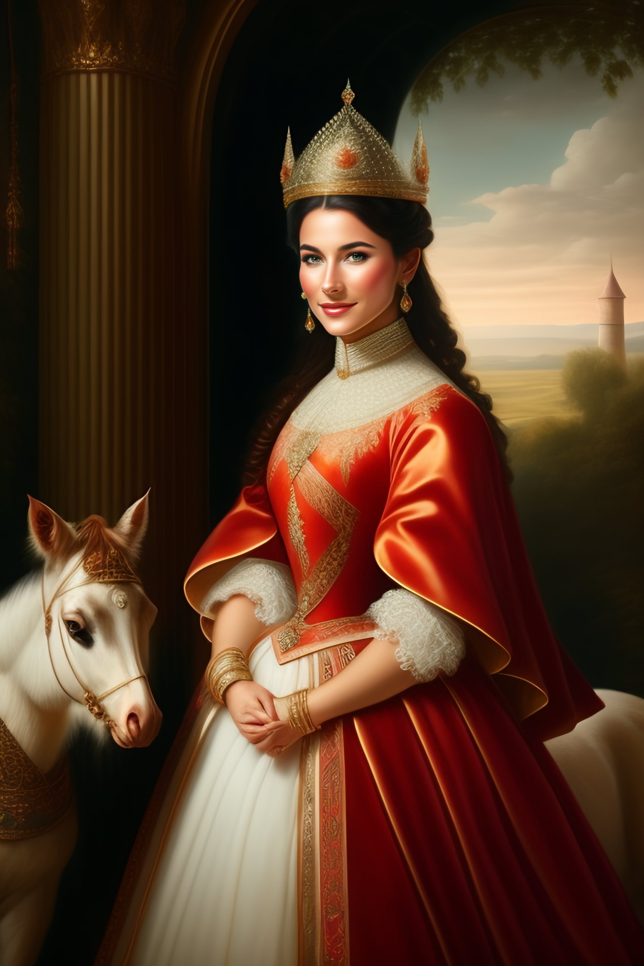 Lexica - Portrait of a princess wearing a crown and a cloak working in ...