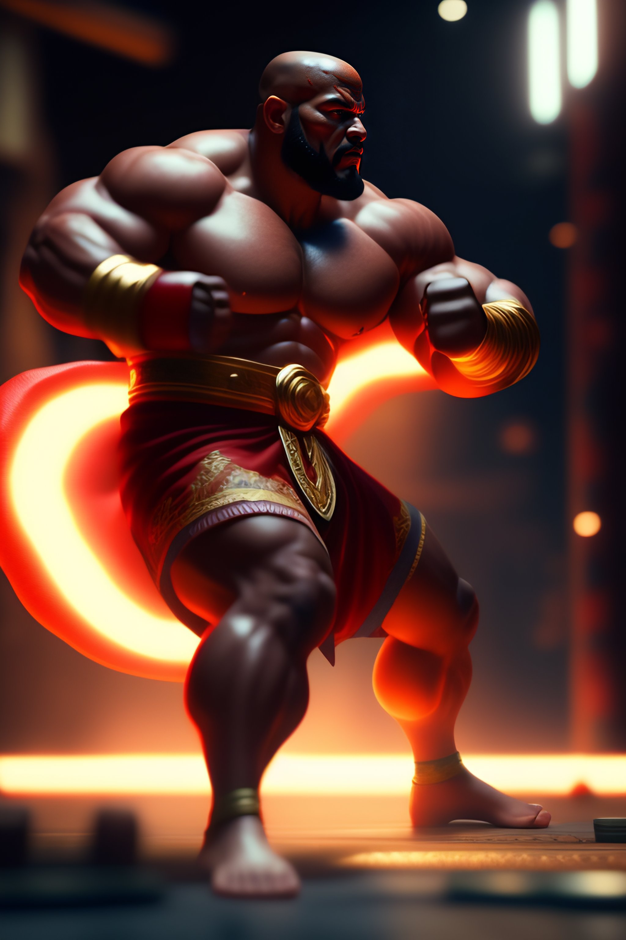 Lexica - Short DND monk man punching a monster greased up, only wearing ...