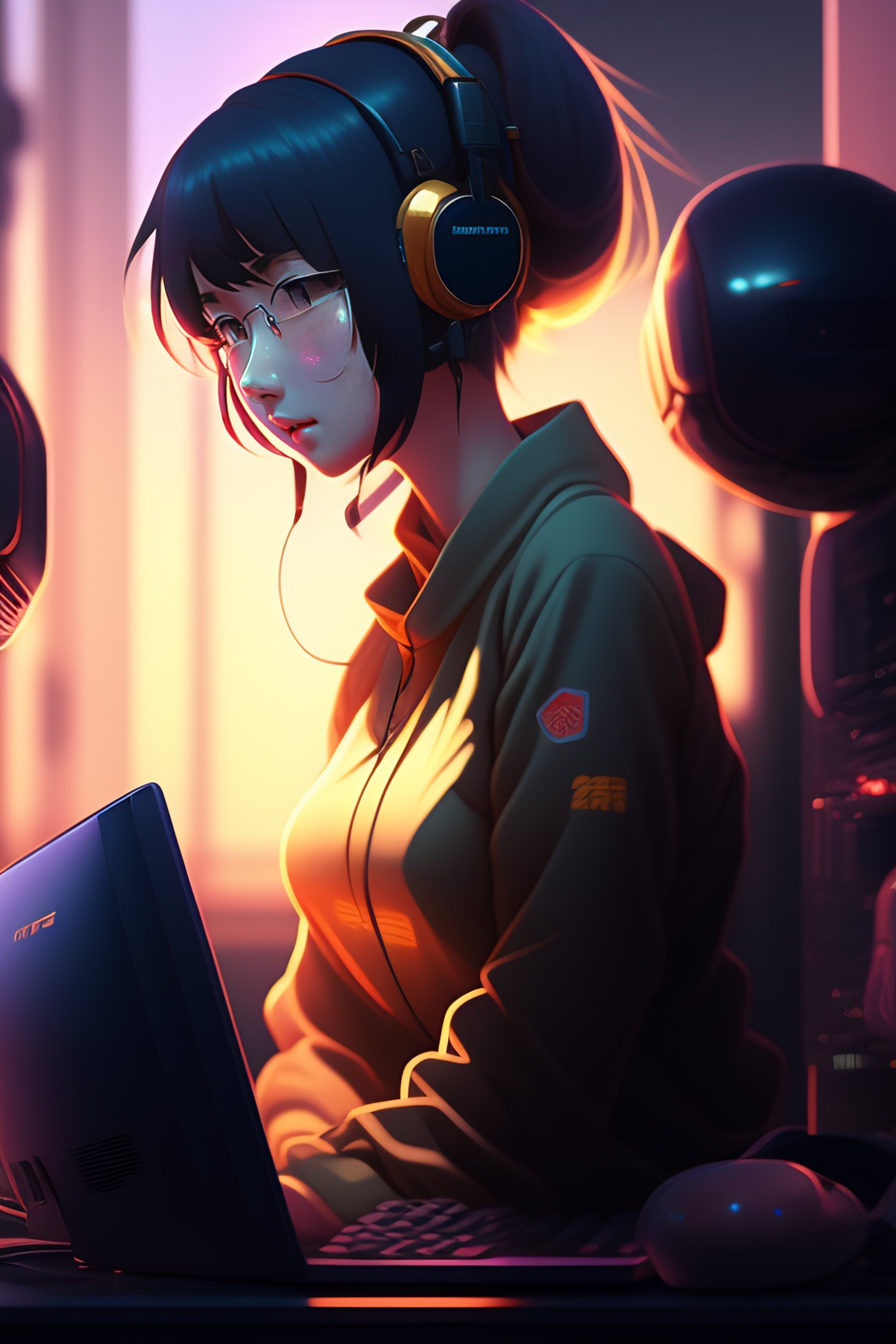 Lexica - Create a high resolution artwork of Anime Girl is programming ...