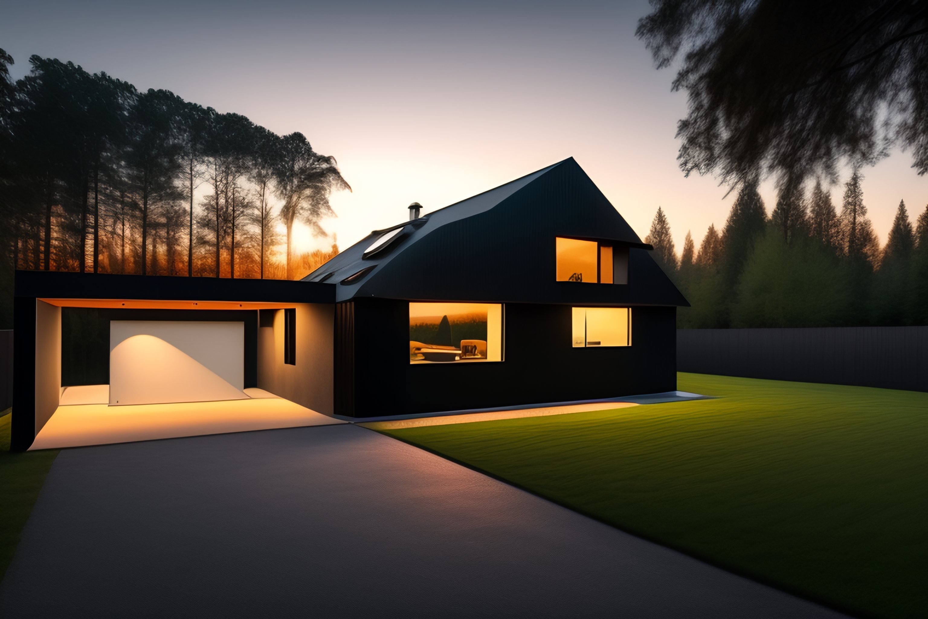 Lexica Small house black walls exterior sunset