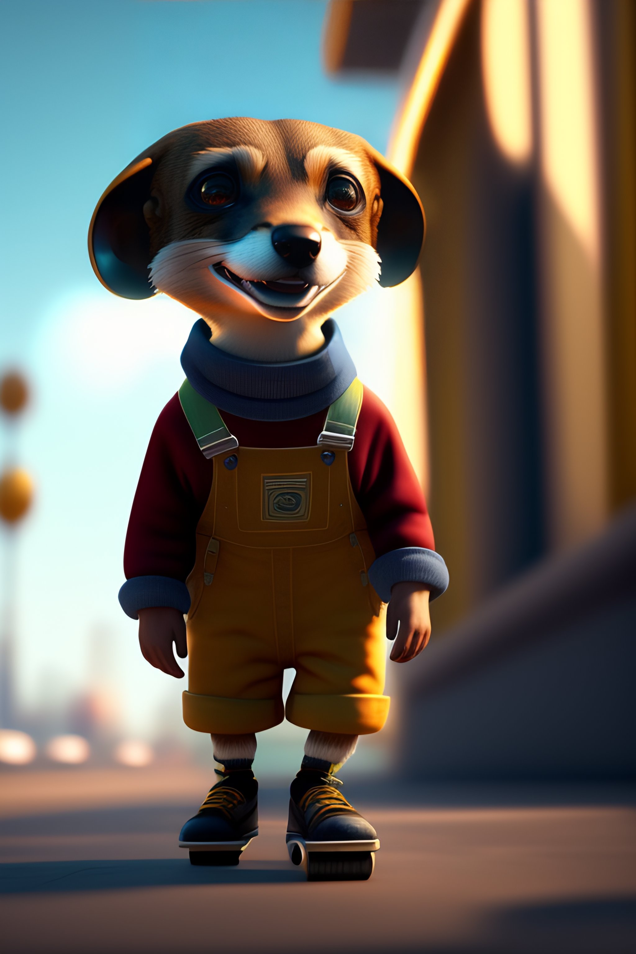 Lexica - Cute little humanoid suricate, dressed with dungarees, shoes ...