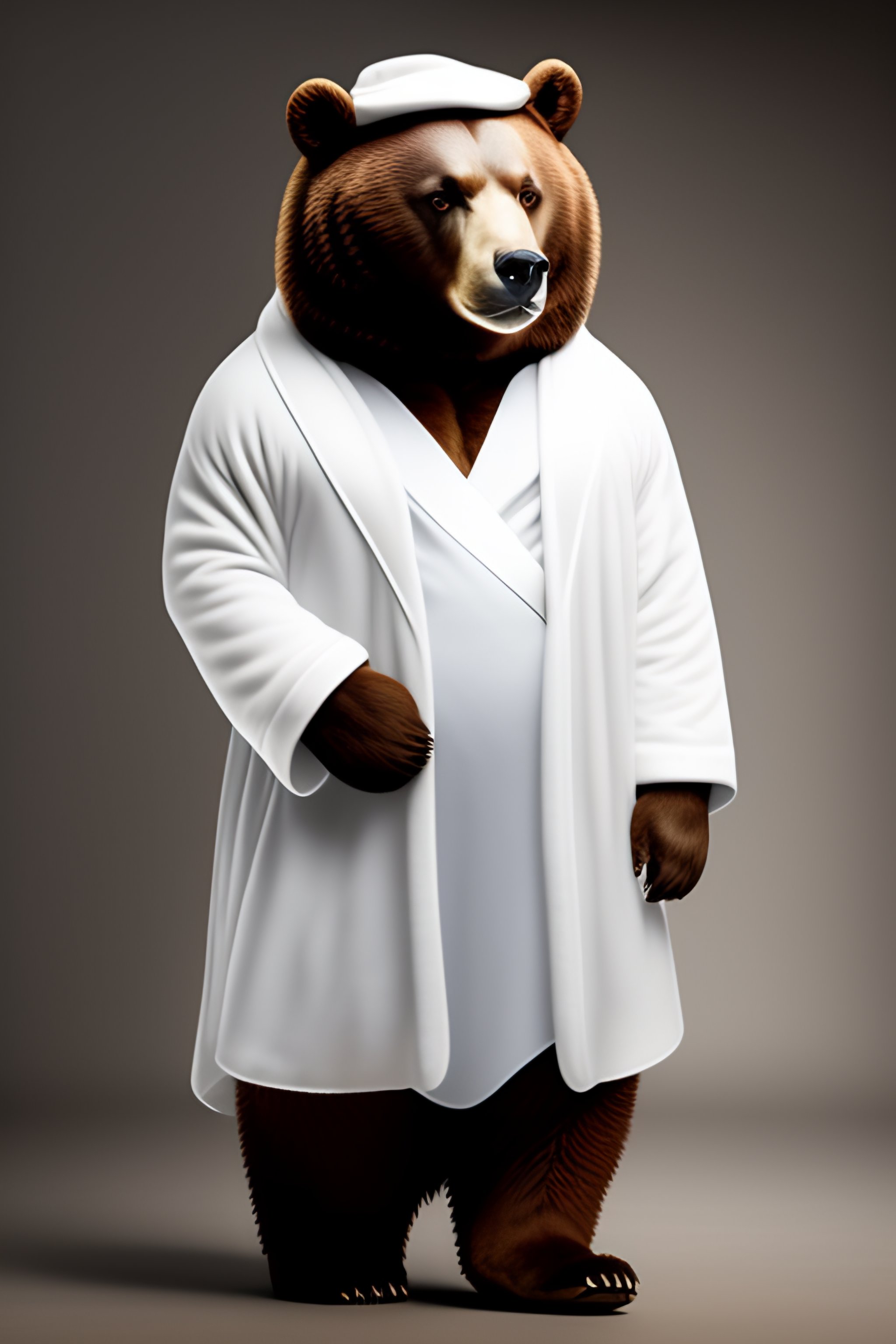 Lexica - An anthropomorphic bear in a white robe suit