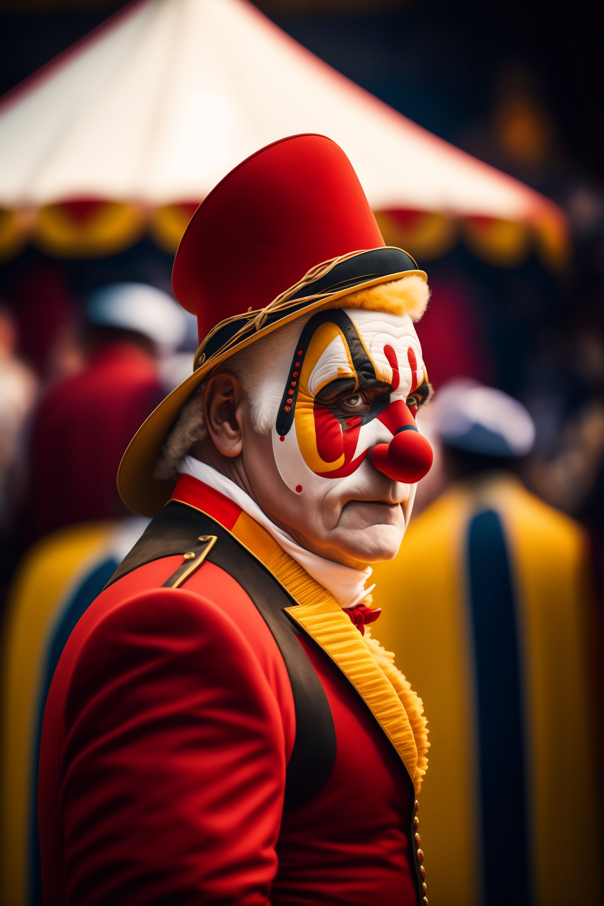 Lexica - Clown At The Circus, Low Color Contrast, 8k, Looks Like A Photo.