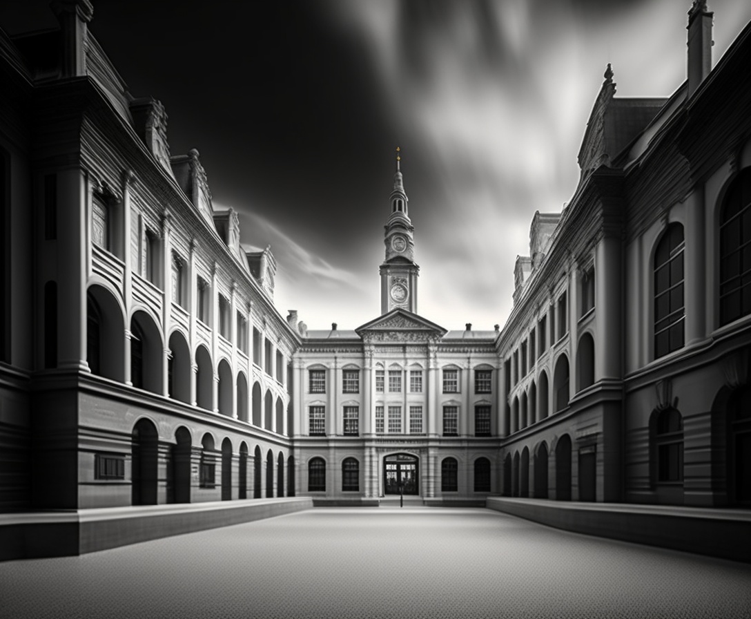 Lexica - University buildings, black and white filter