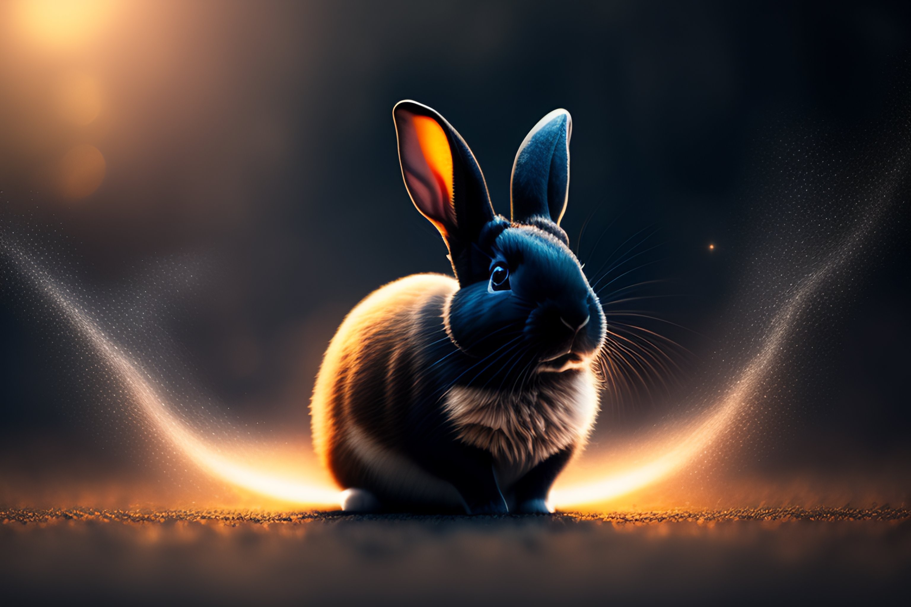 Lexica - Black rabbit, background particle effect, ball in hand