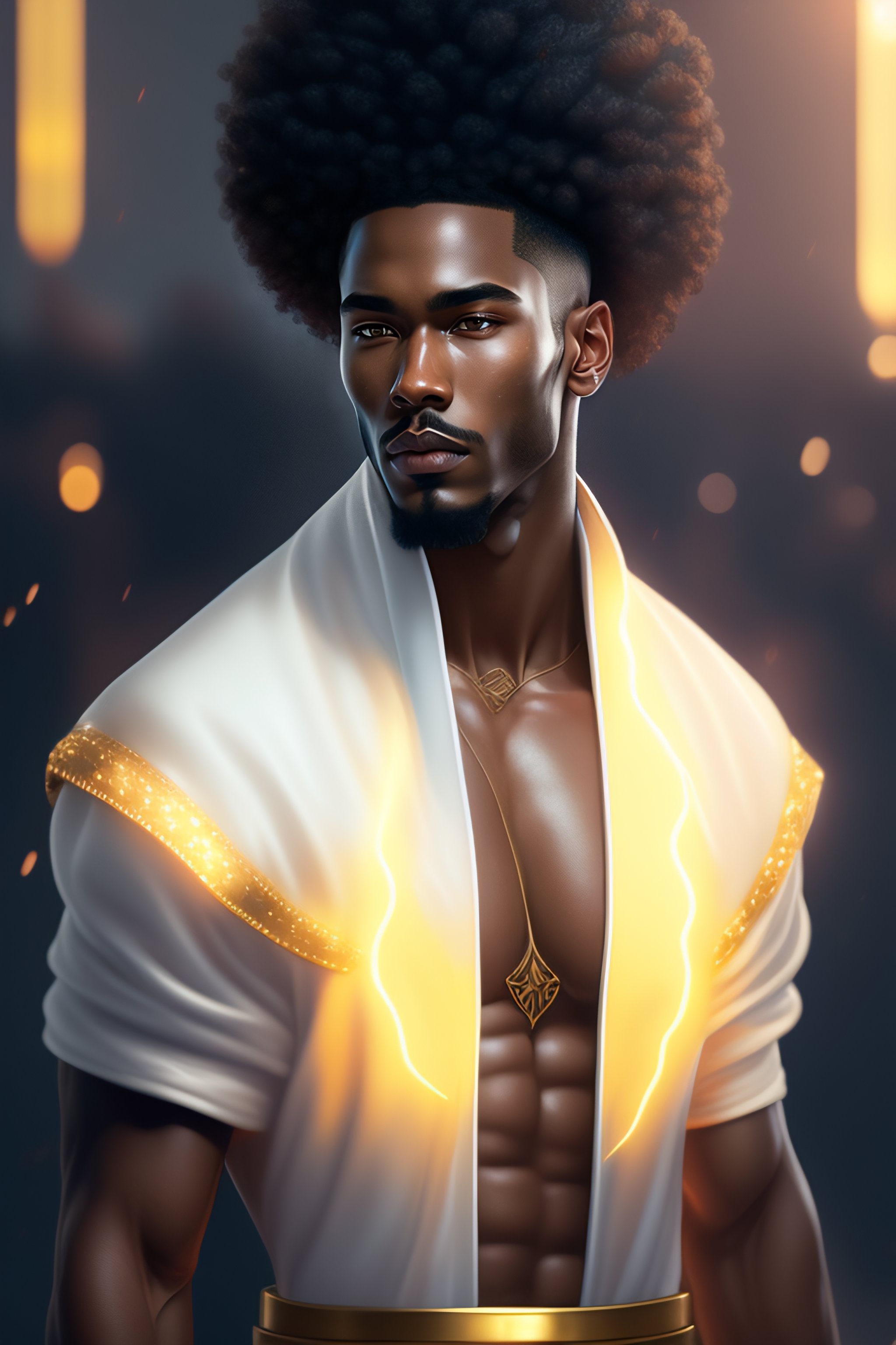 Lexica - Ultra realistic illustration, man with bronze skin, wooly afro ...