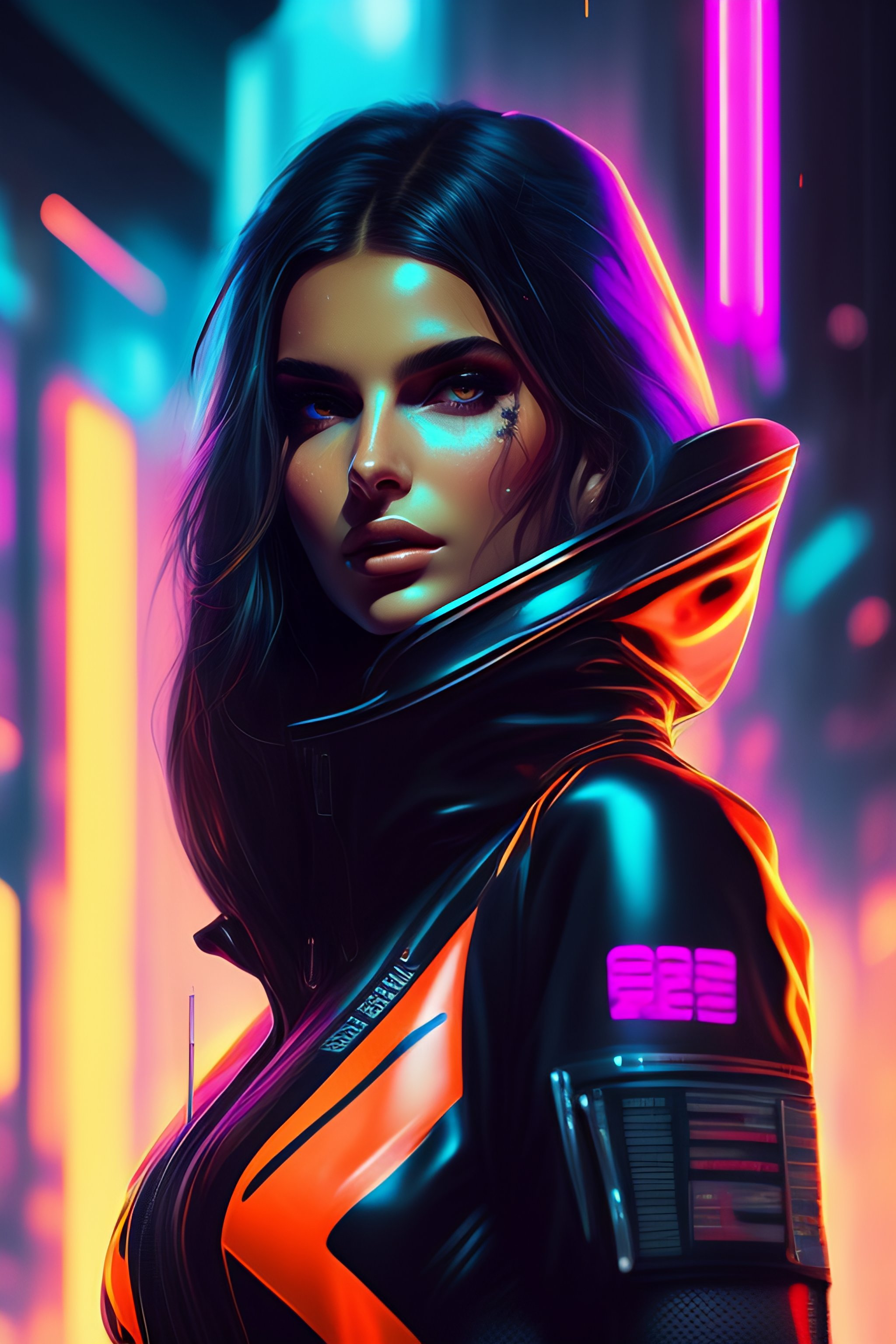 Lexica Emily Ratajkowski Detailed Portrait Neon Operator Girl Cyberpunk Futuristic Neon